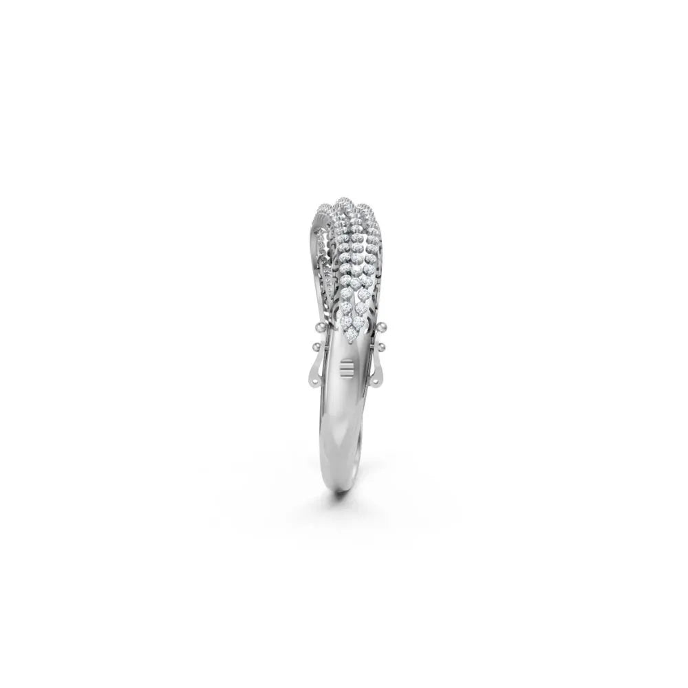 Triple Row Diamond Bangle Bracelet White Gold