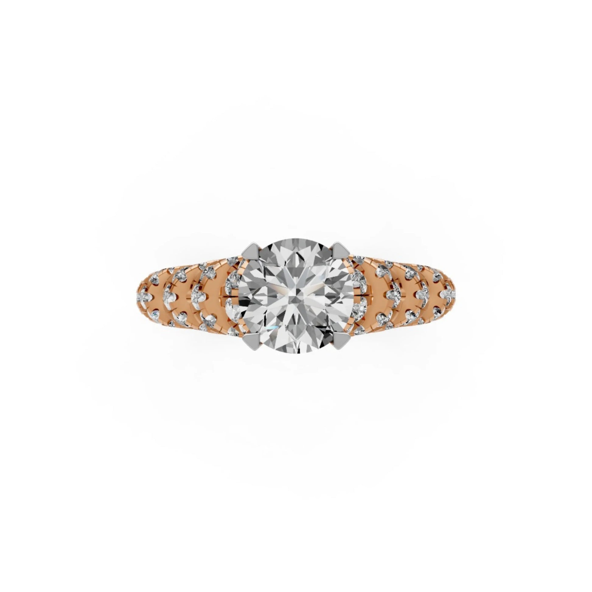 LuxeCrown Multi-Band Solitaire Ring Rose Gold