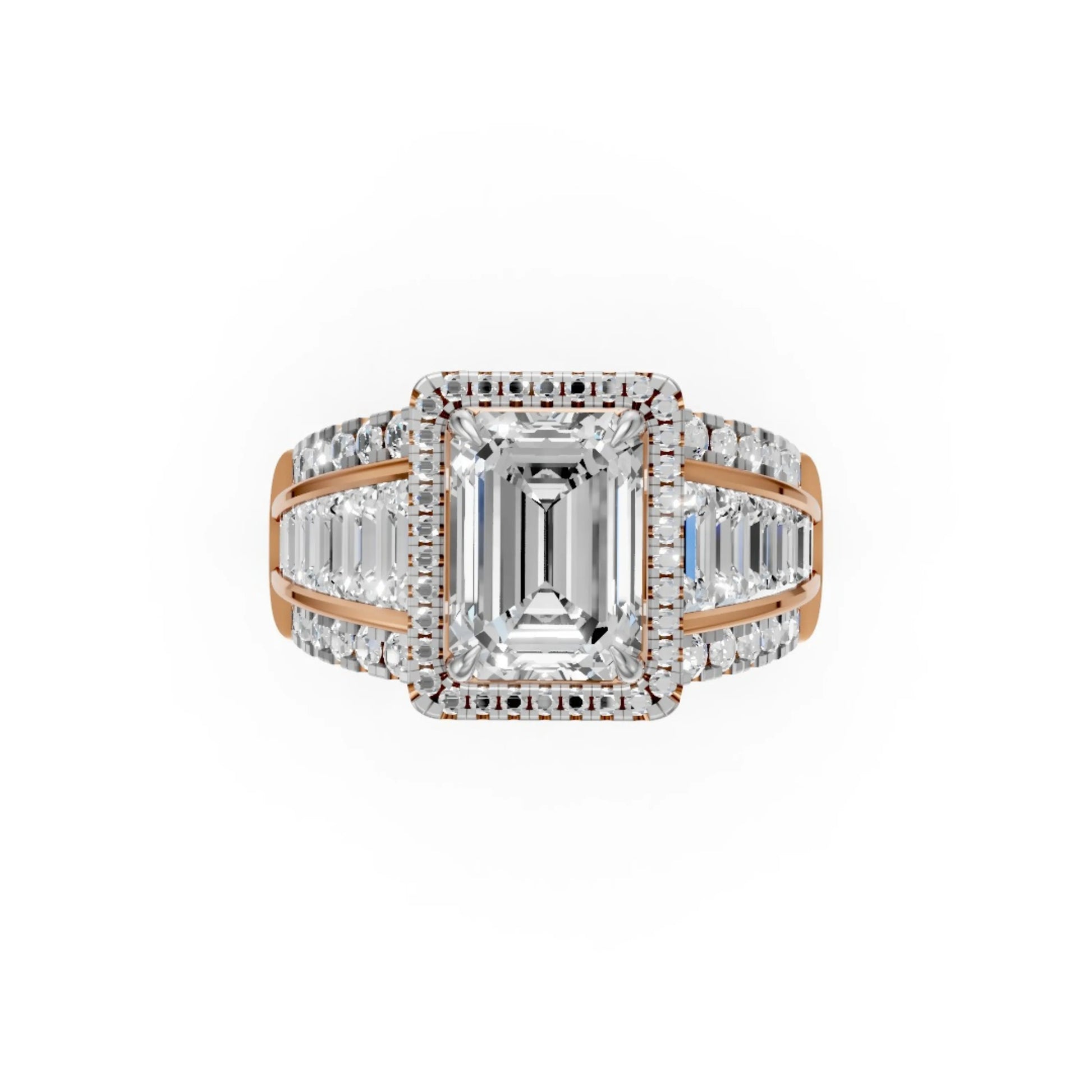 Emerald Baguette Ring Rose Gold