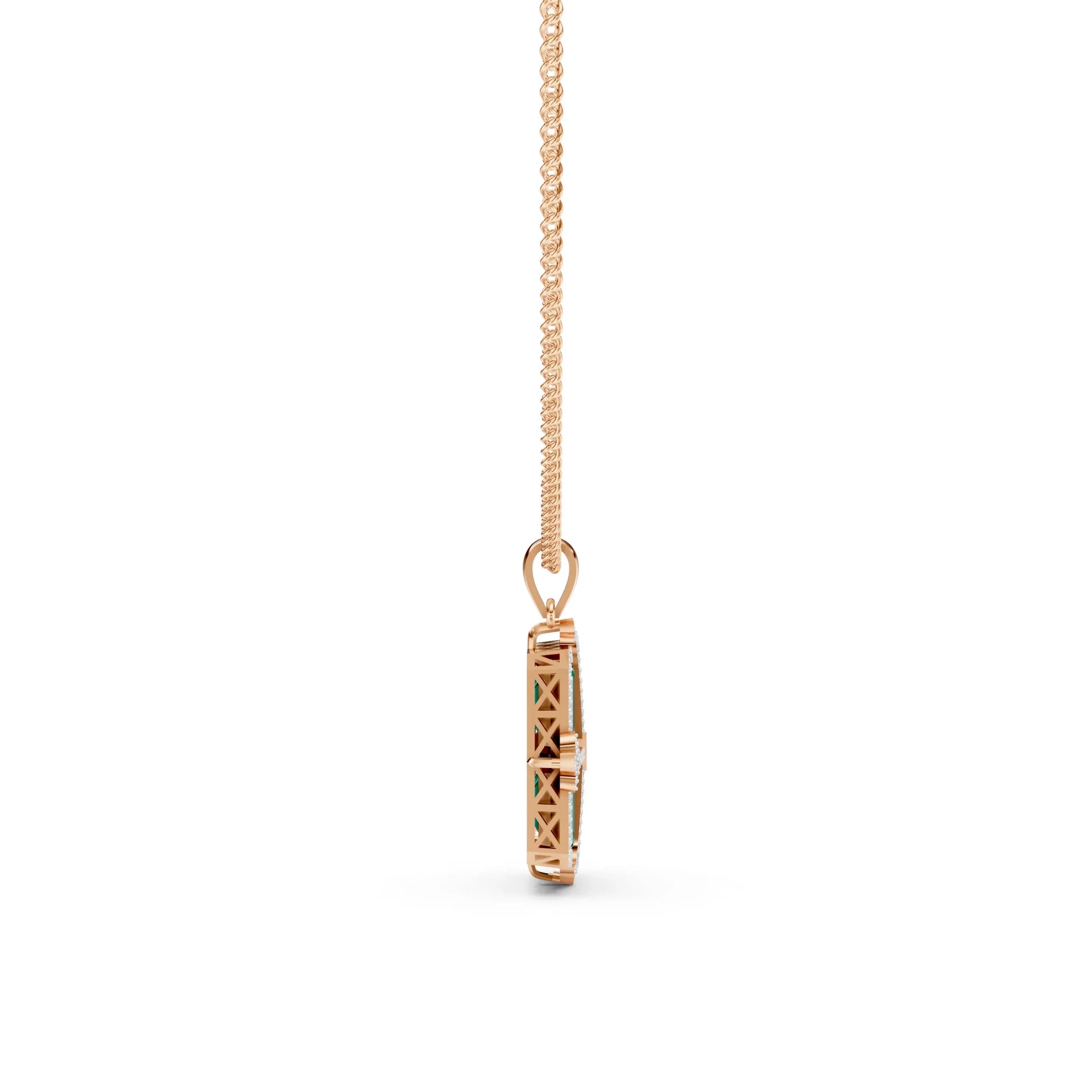 Emerald-Cut Quad Green Pendant Rose Gold