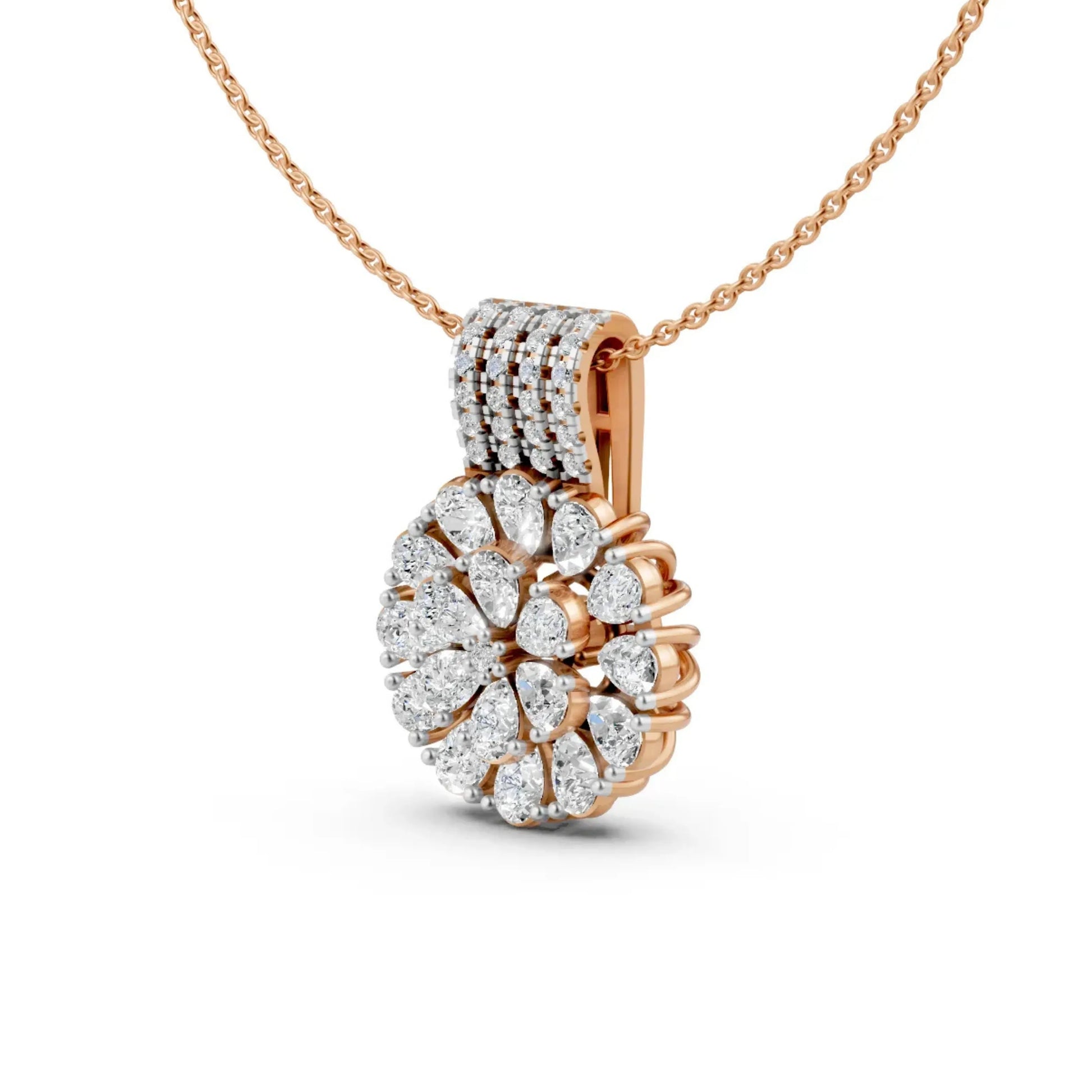 Pear Cluster Pendant Rose Gold
