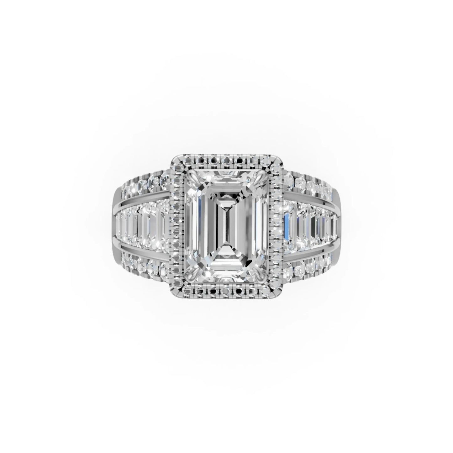 Emerald Baguette Ring White Gold