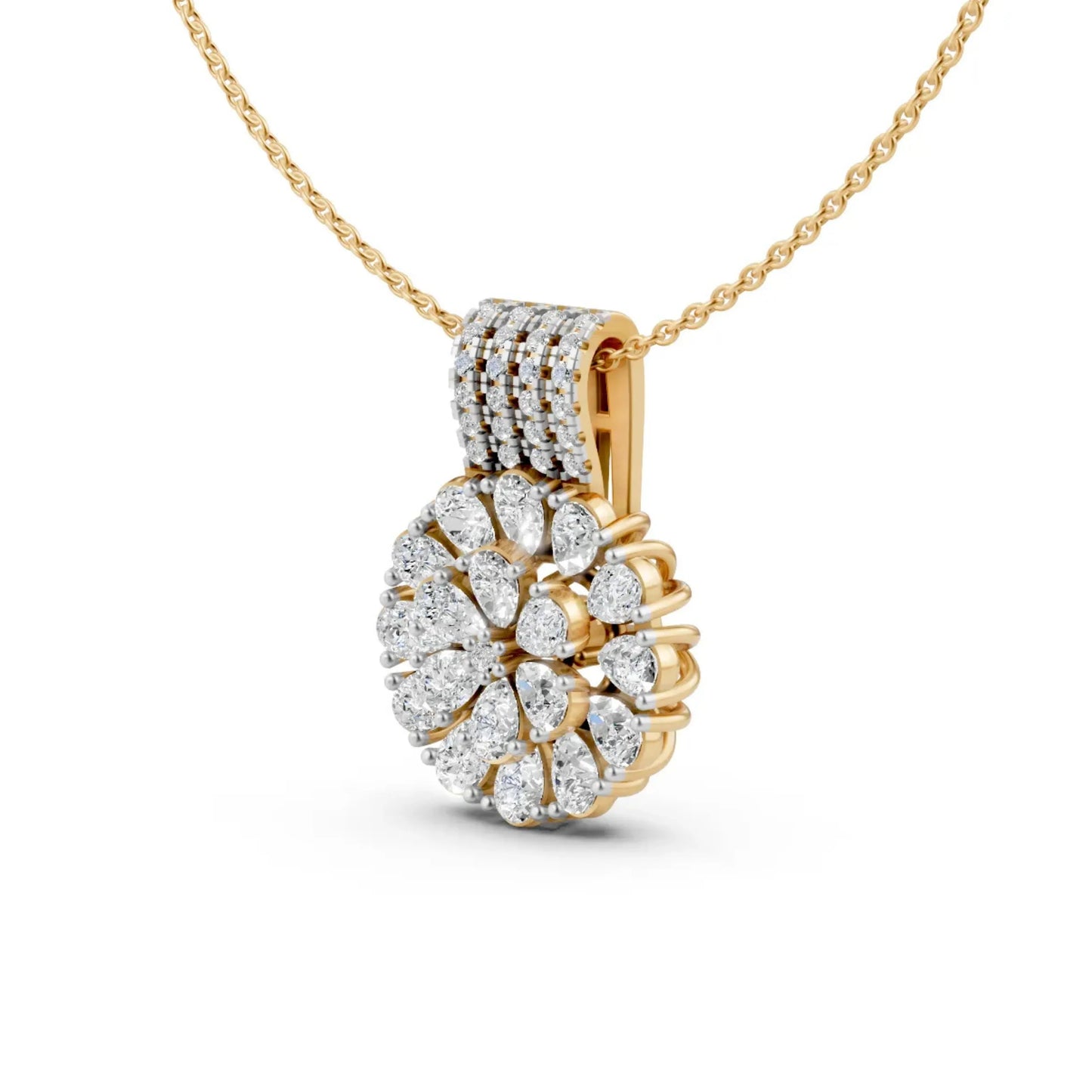 Pear Cluster Pendant Yellow Gold