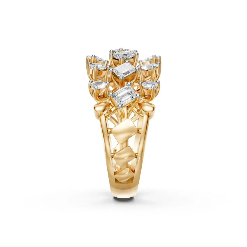 BloomAura Floral Diamond Ring Yellow Gold