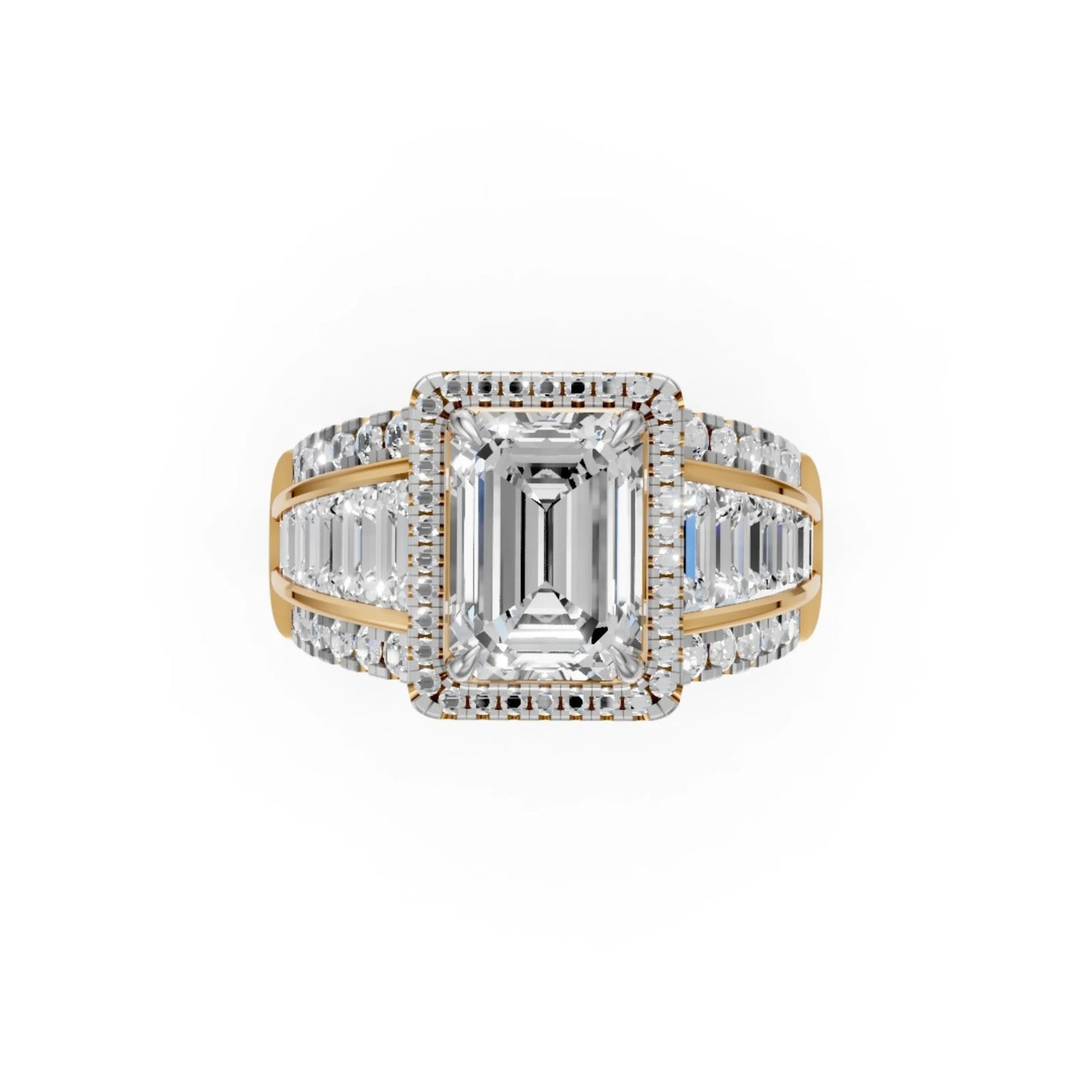 Emerald Baguette Ring Yellow Gold