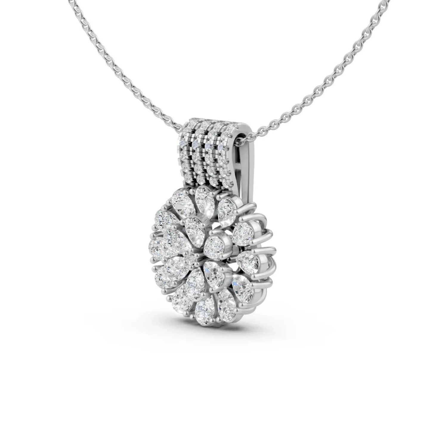 Pear Cluster Pendant White Gold