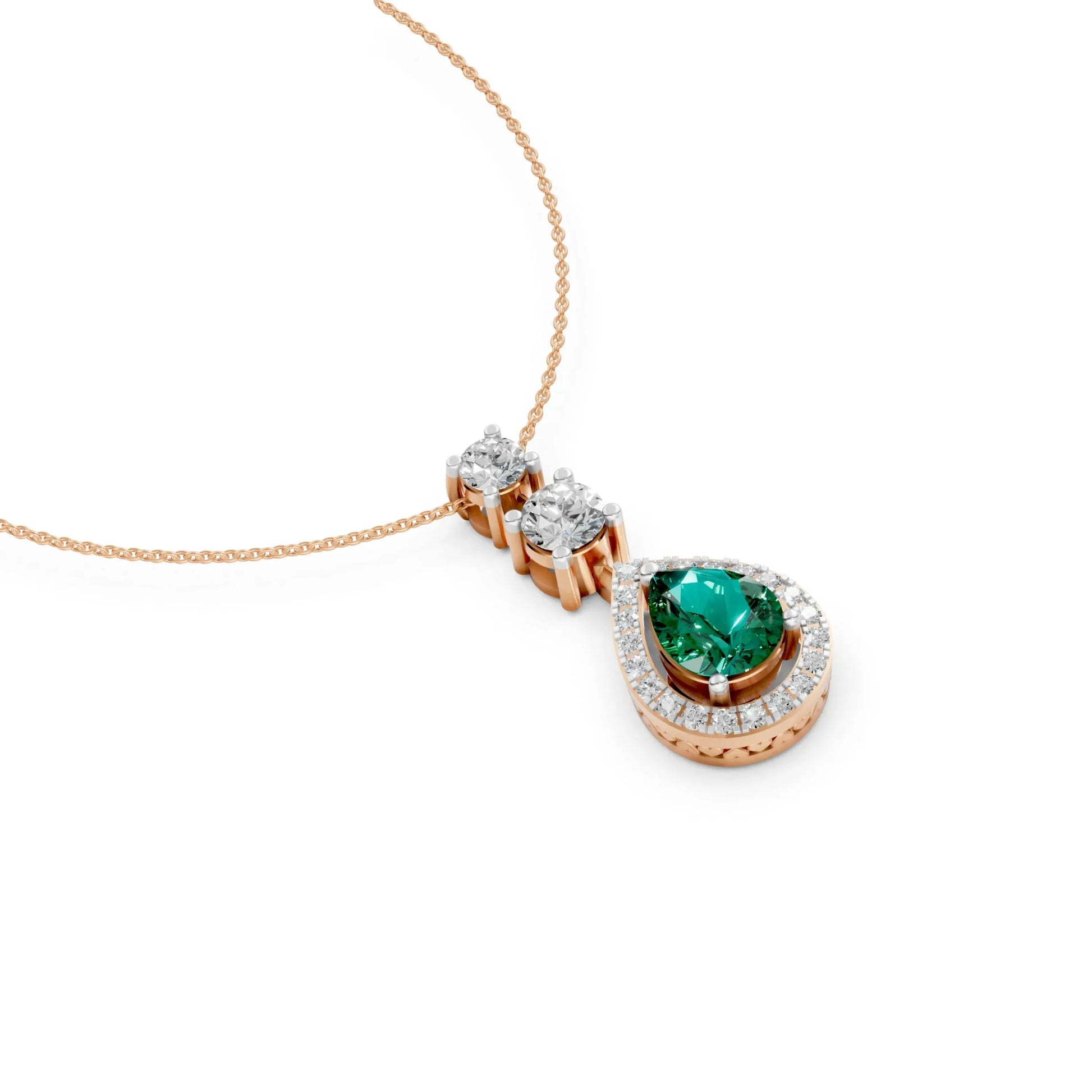 Teardrop Gemstone Pendant Rose Gold