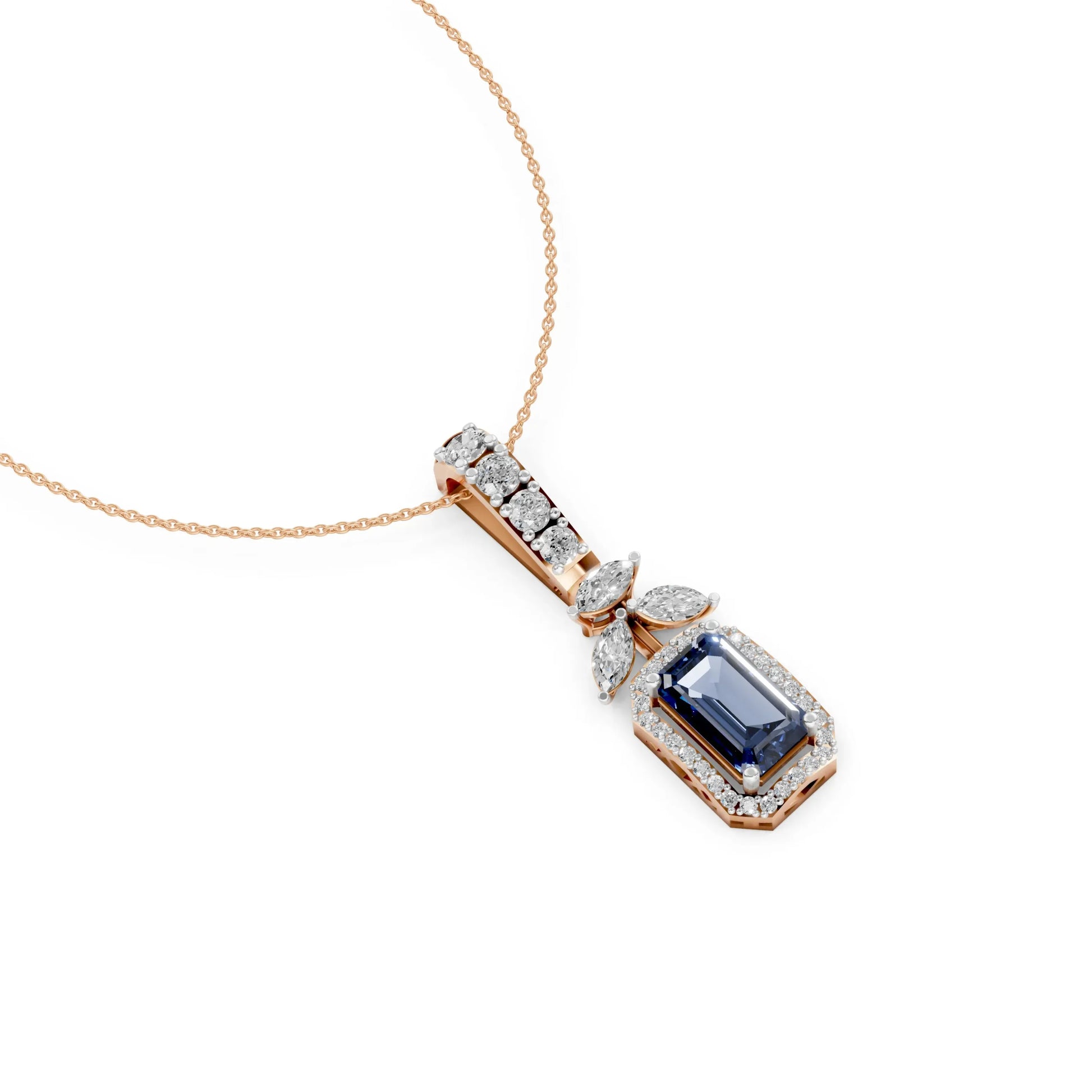 Emerald Marquise Pendant Rose Gold