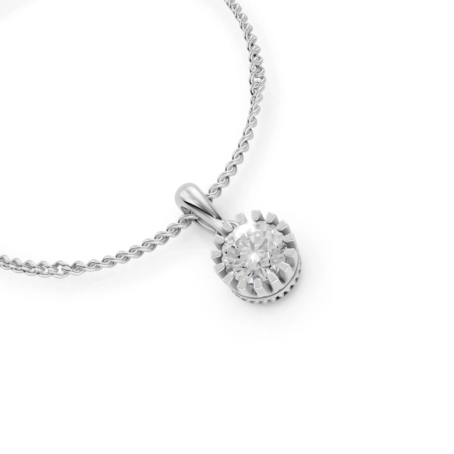 Crown Solitaire Pendant White Gold
