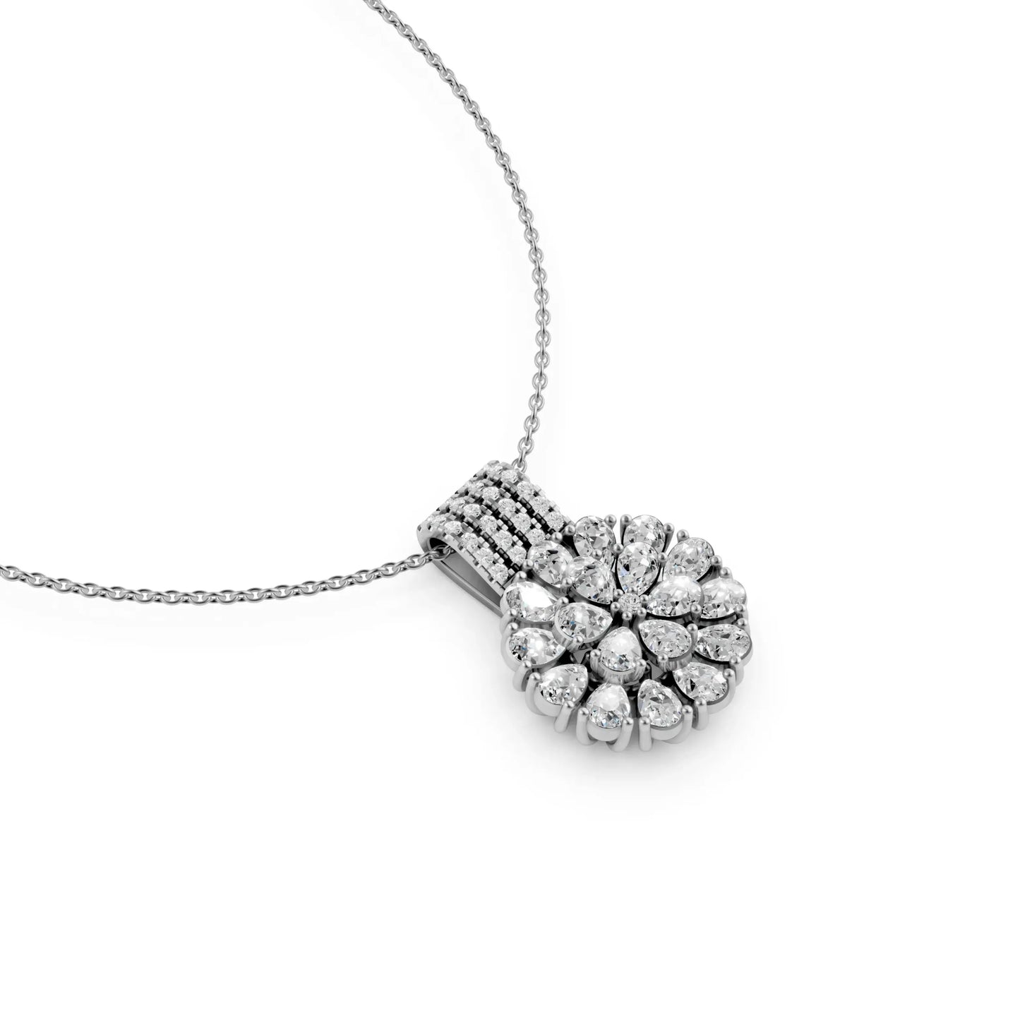 Pear Cluster Pendant White Gold