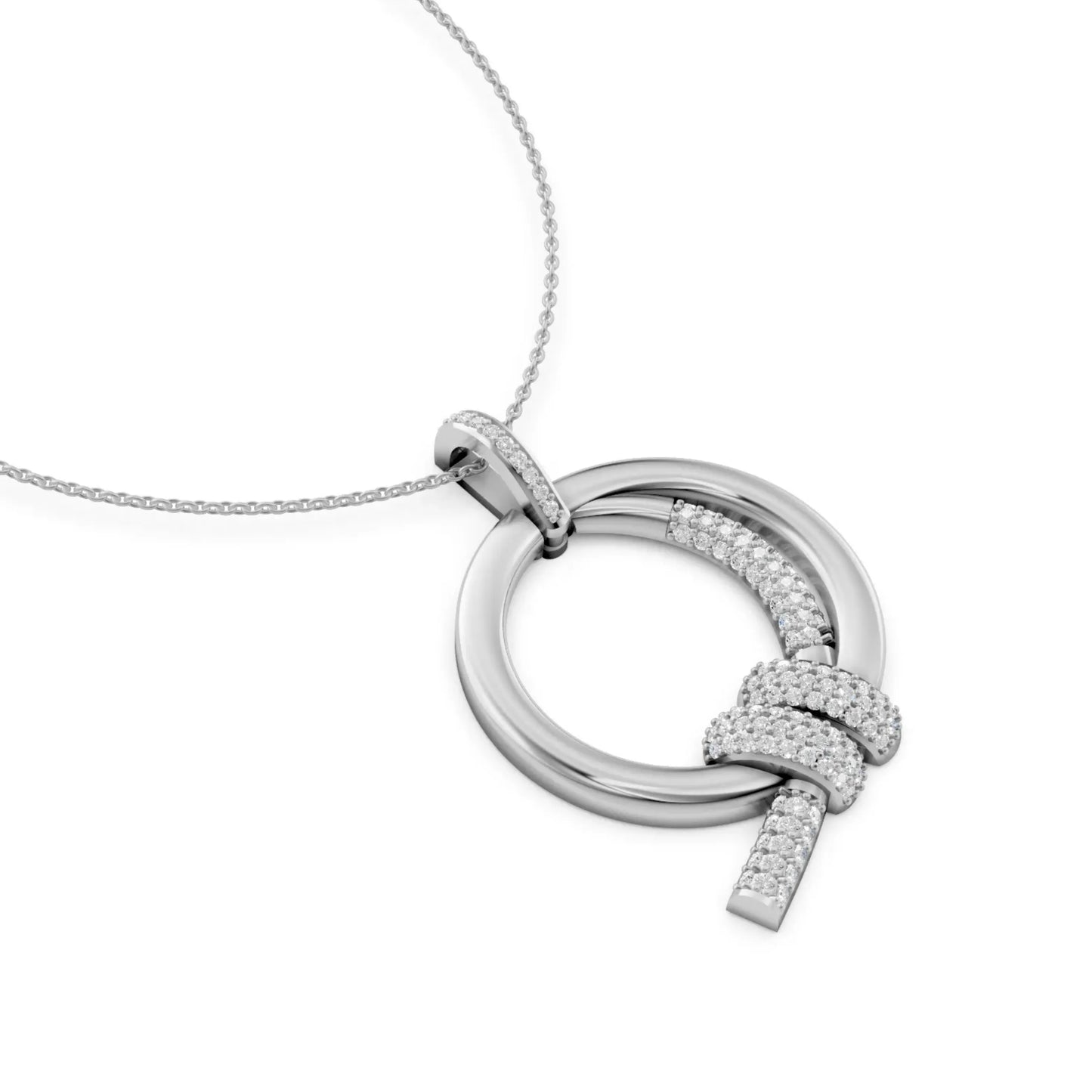 Circle Knot Diamond Pendant White Gold