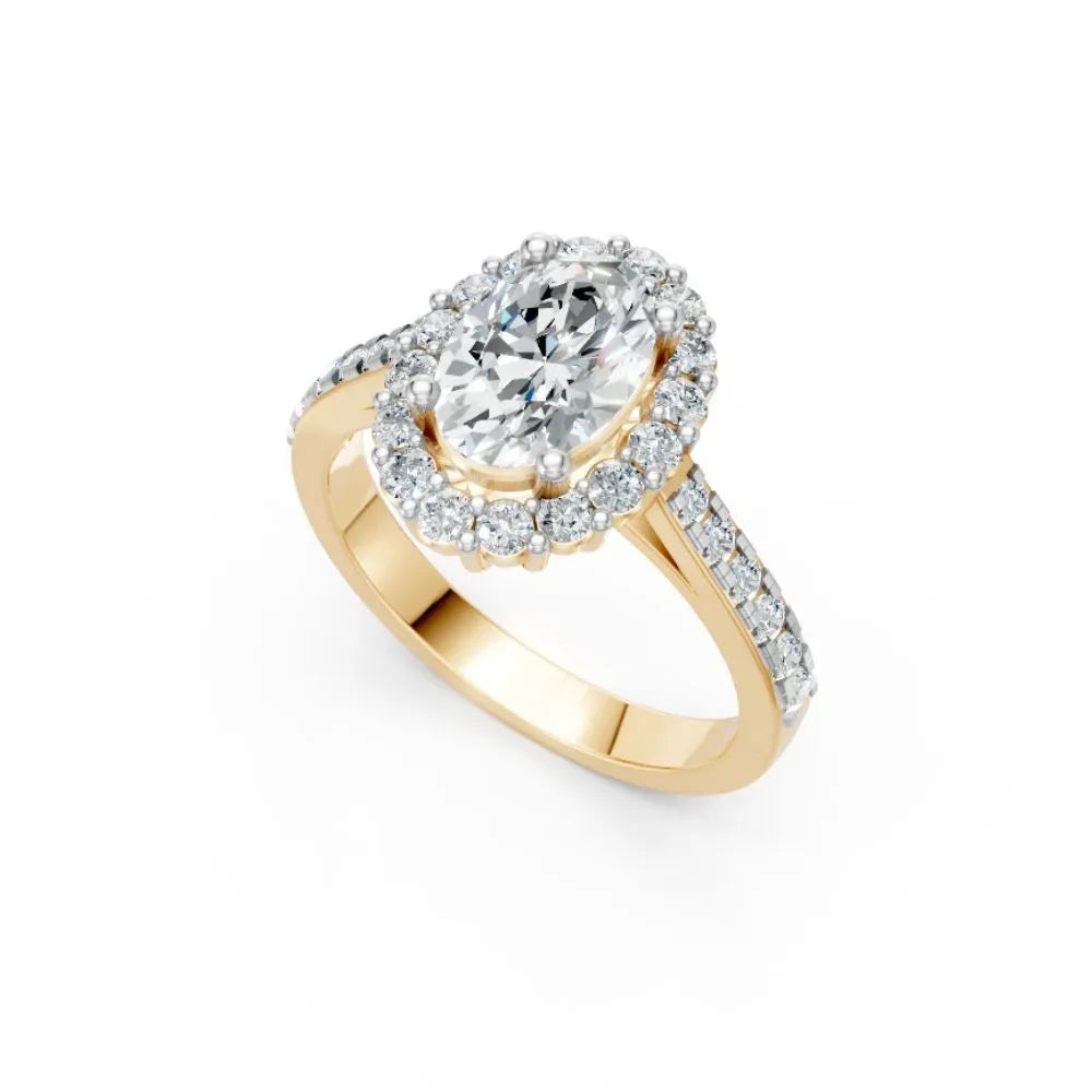 HaloGrace Oval Diamond Ring Yellow Gold