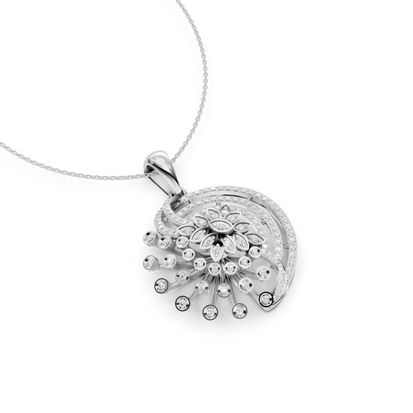 Spiral Bloom Pendant White Gold