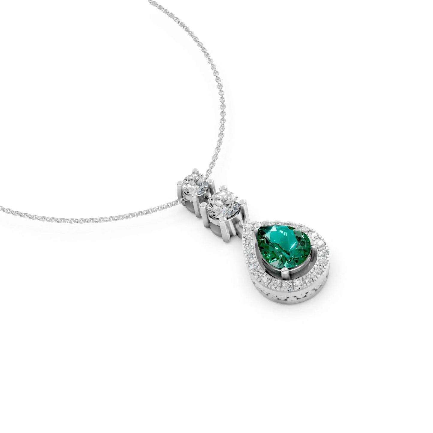 Teardrop Gemstone Pendant White Gold