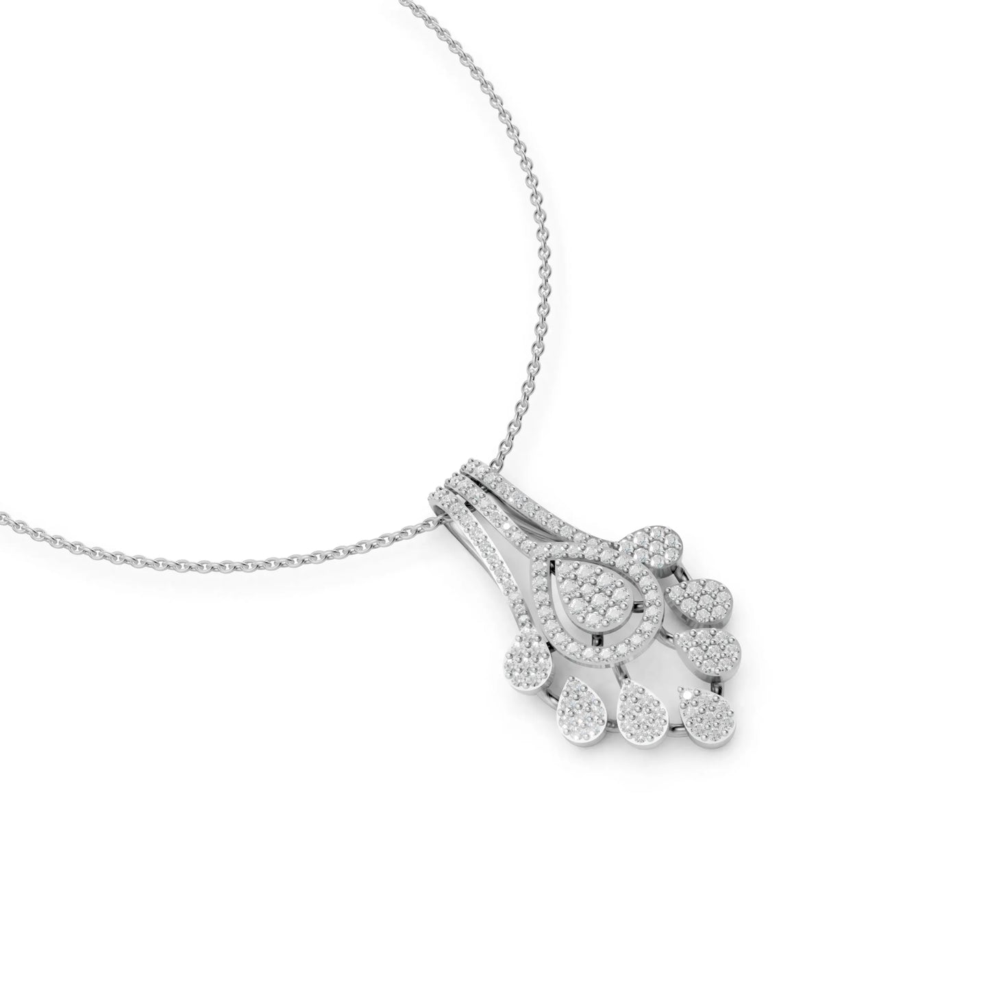 Teardrop Bloom Pendant White Gold