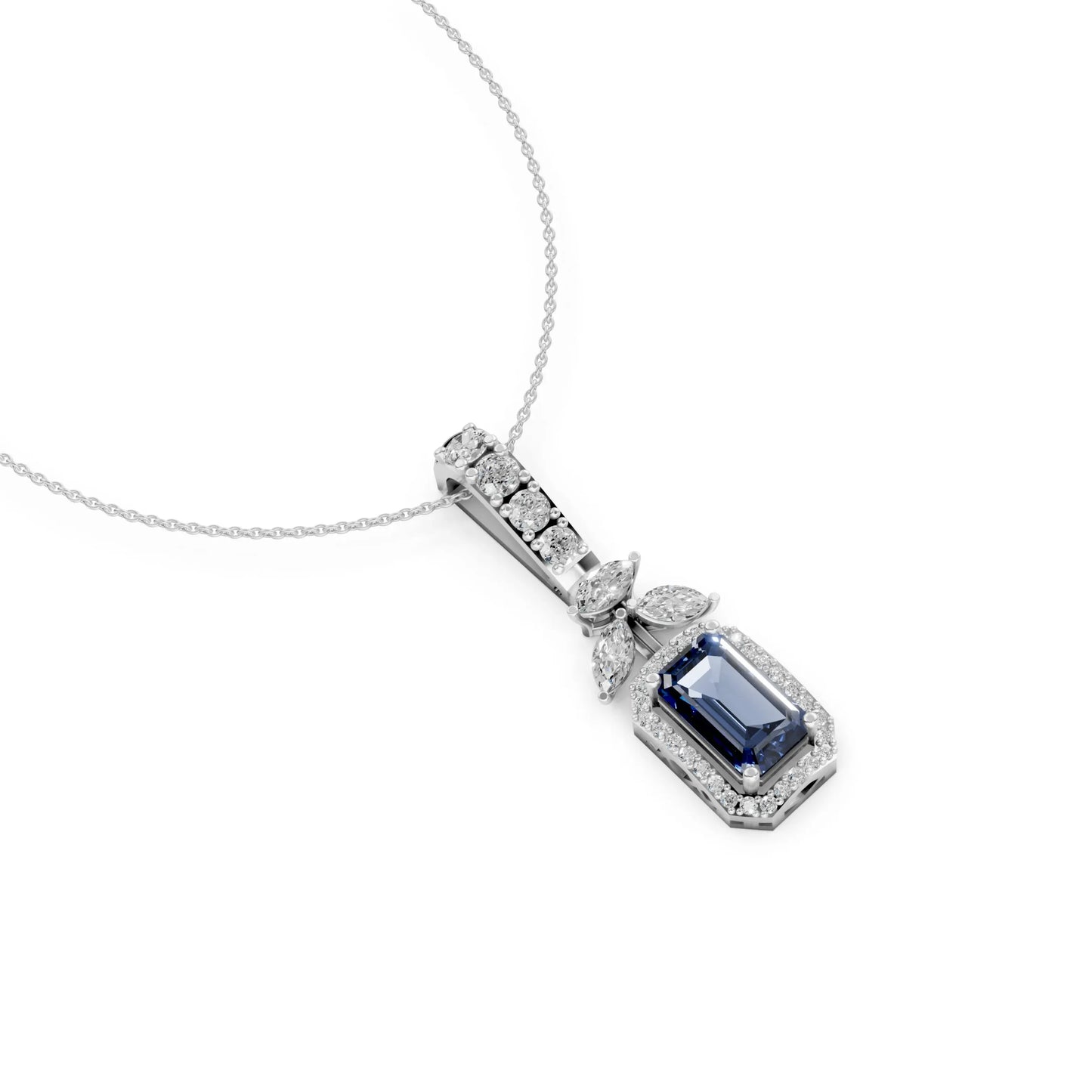 Emerald Marquise Pendant White Gold