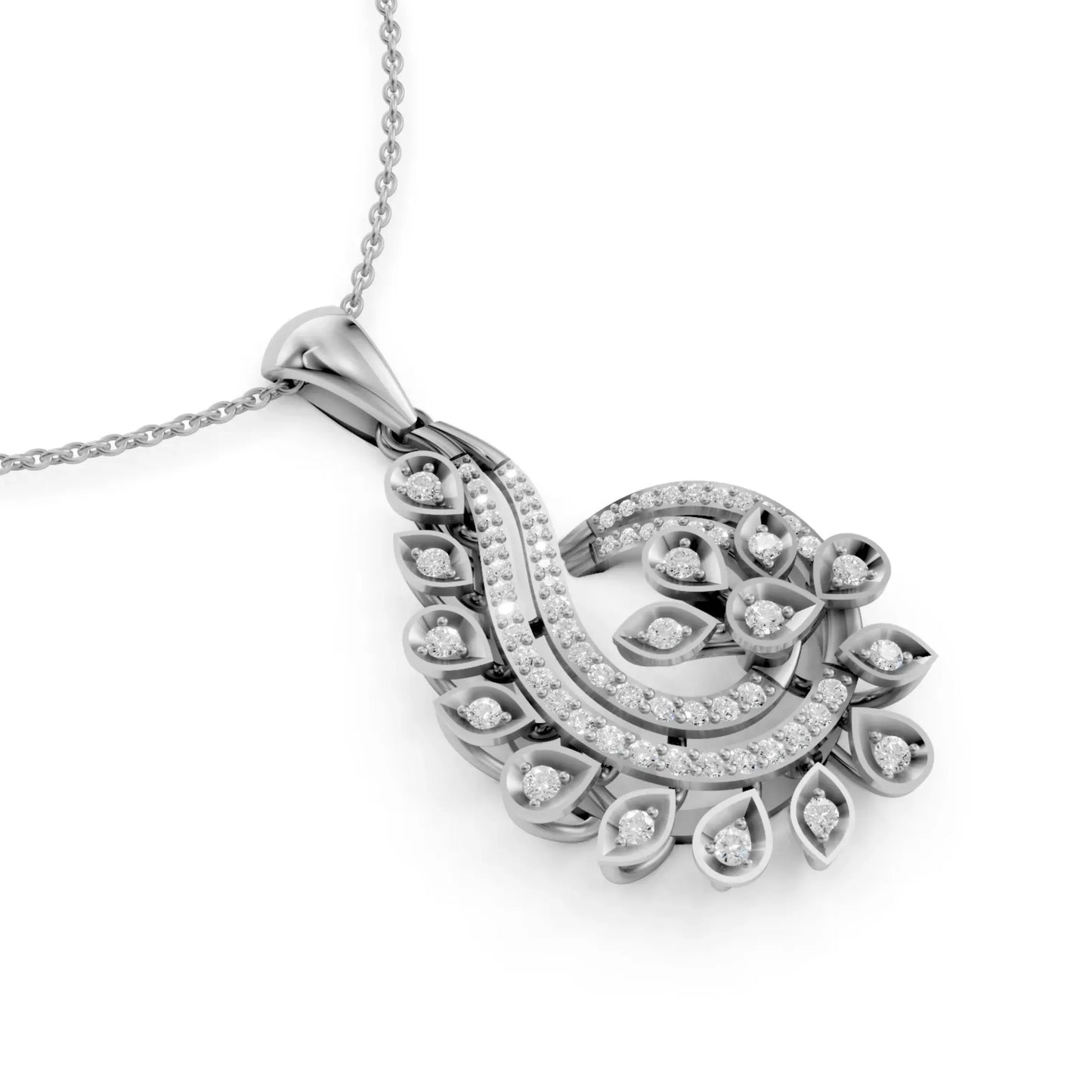 Leaf Diamond Pendant White Gold