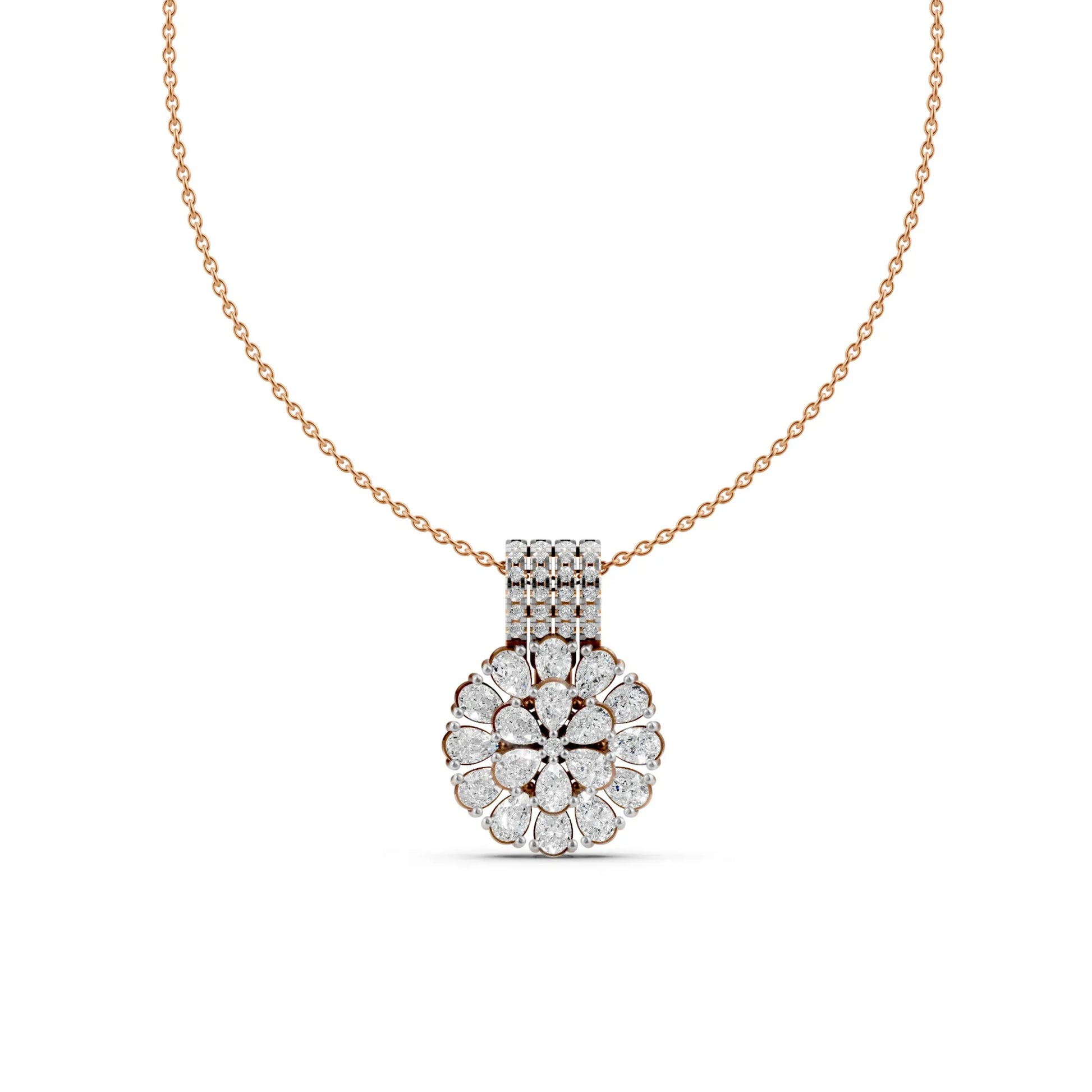 Pear Cluster Pendant Rose Gold