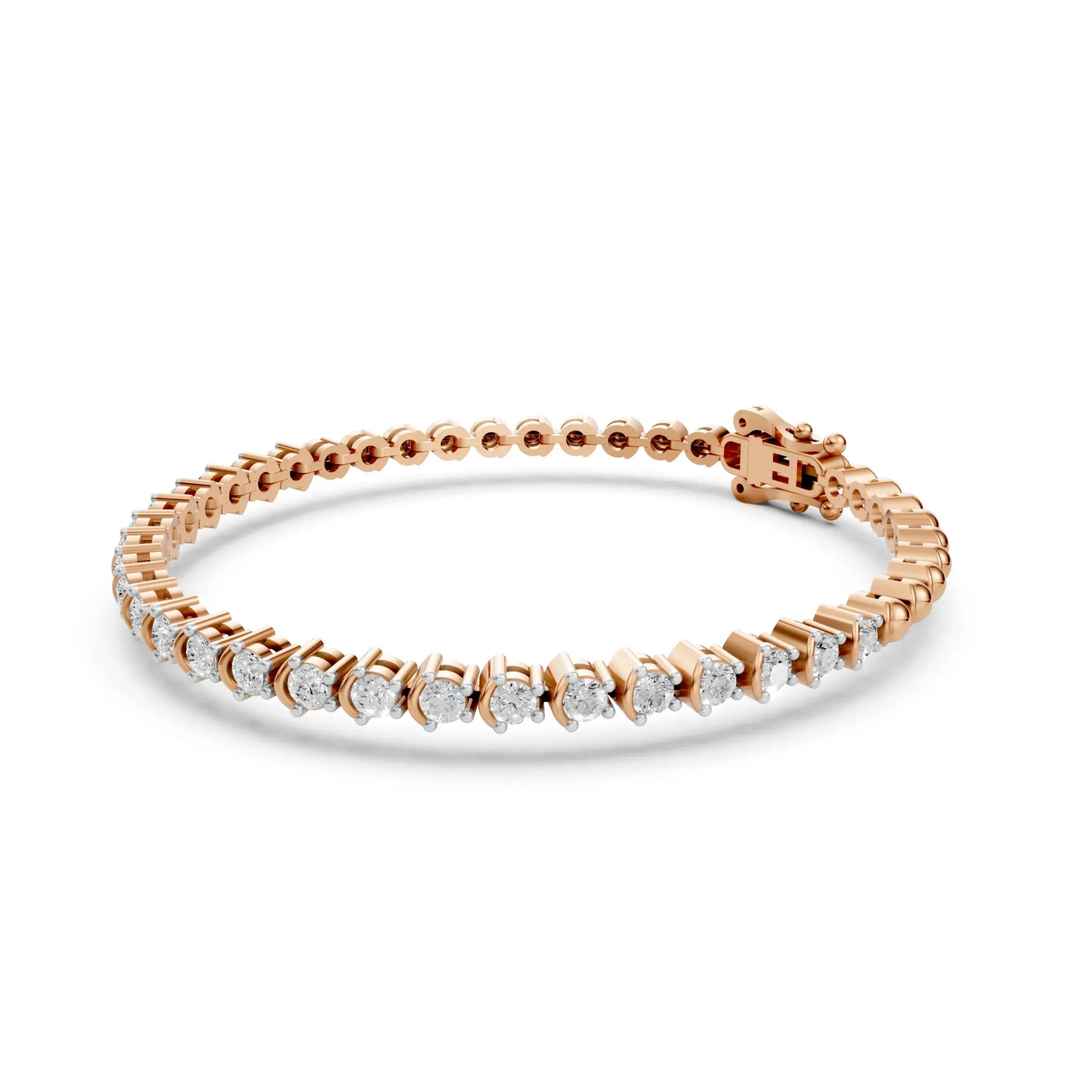 Princess Cut Diamond Tennis Bracelet Rose Gold