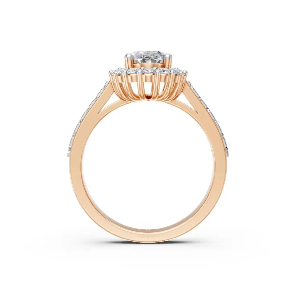 HaloGrace Oval Diamond Ring Rose Gold