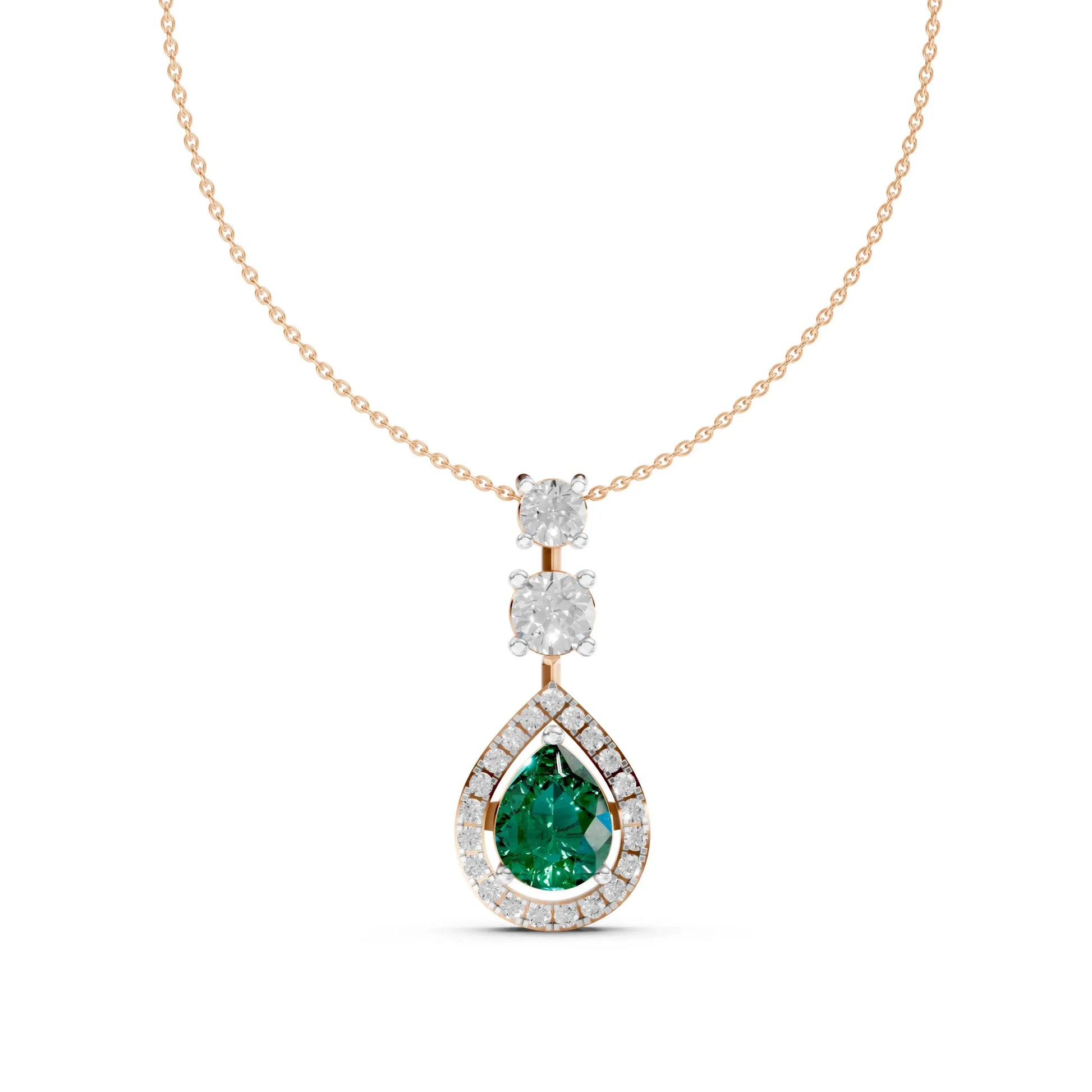 Teardrop Gemstone Pendant Rose Gold