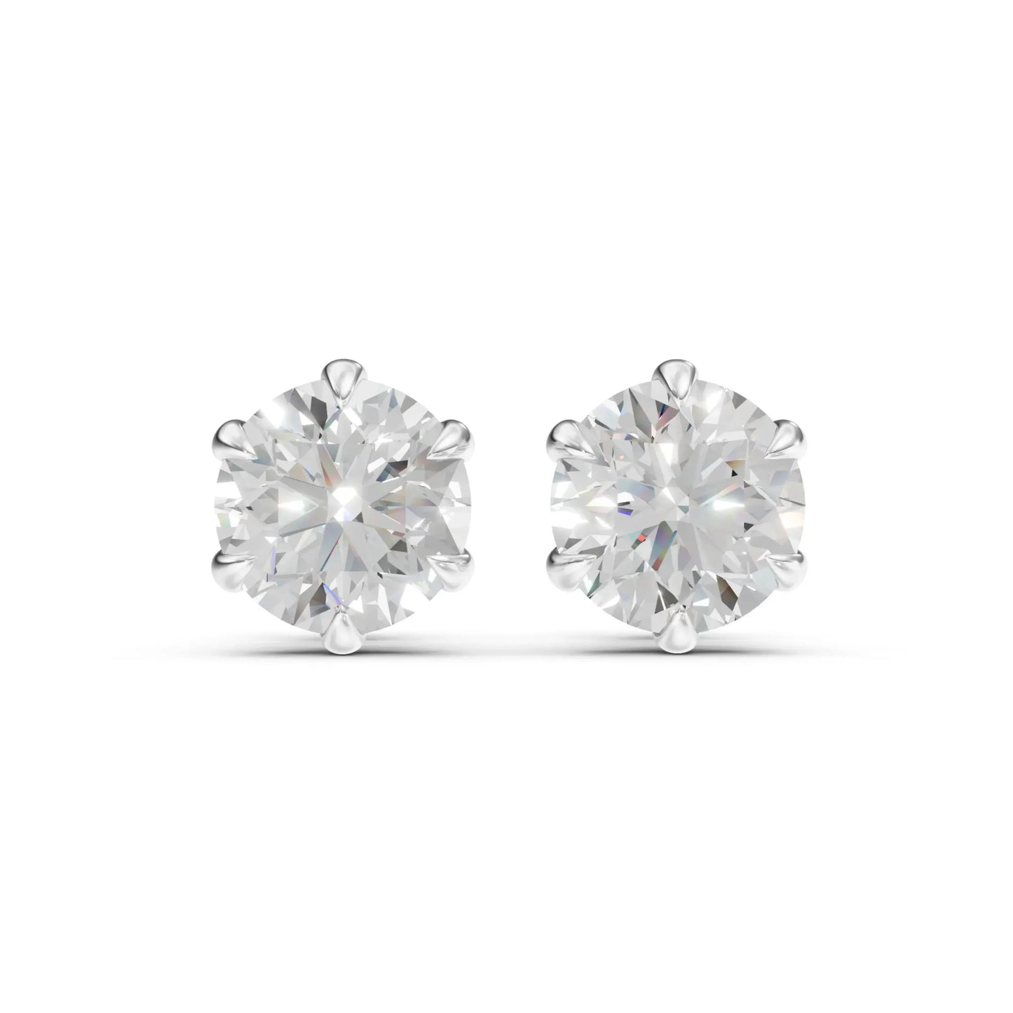 Round Diamond Stud Earrings White Gold