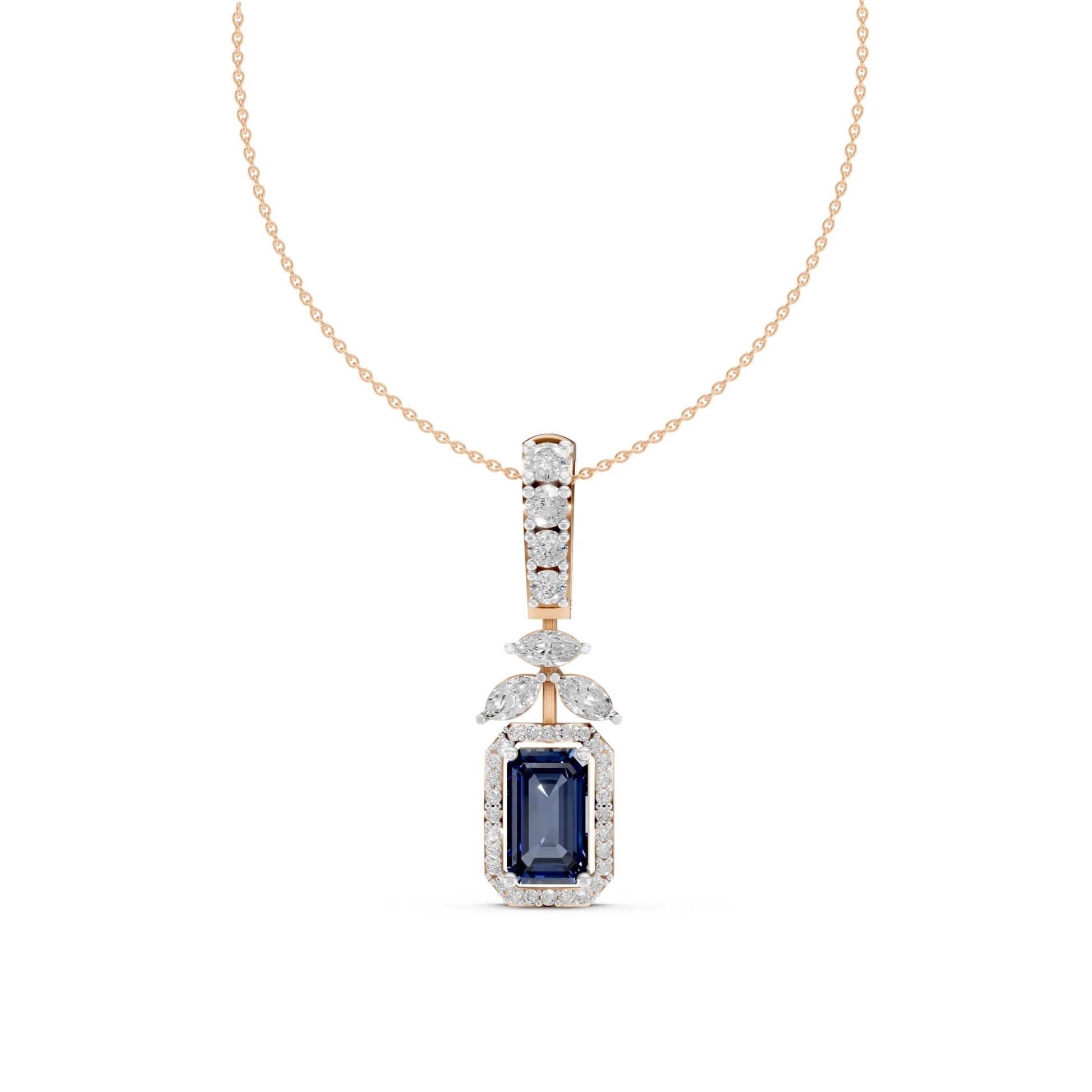 Emerald Marquise Pendant Rose Gold
