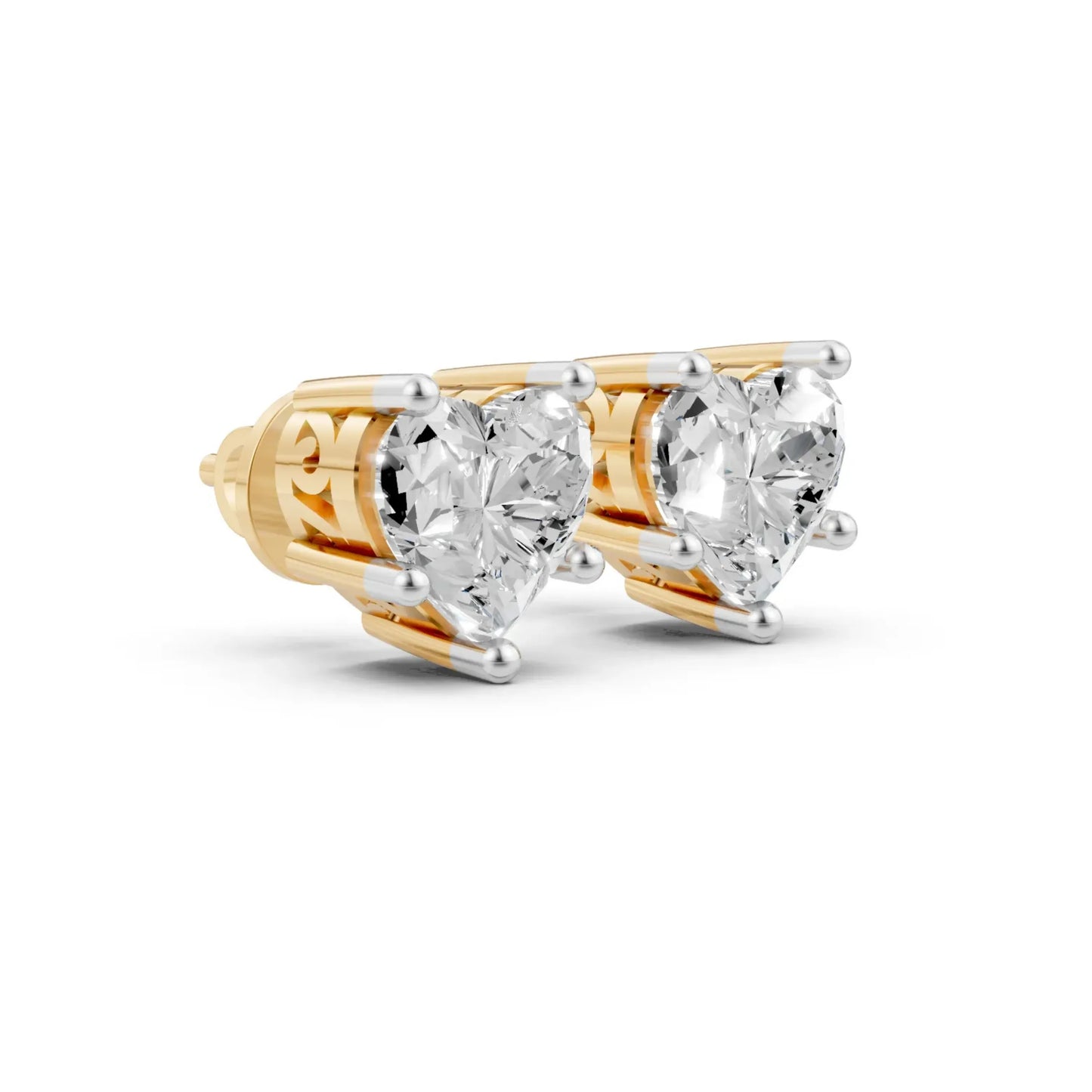 Heart Diamond Stud Earrings Yellow Gold