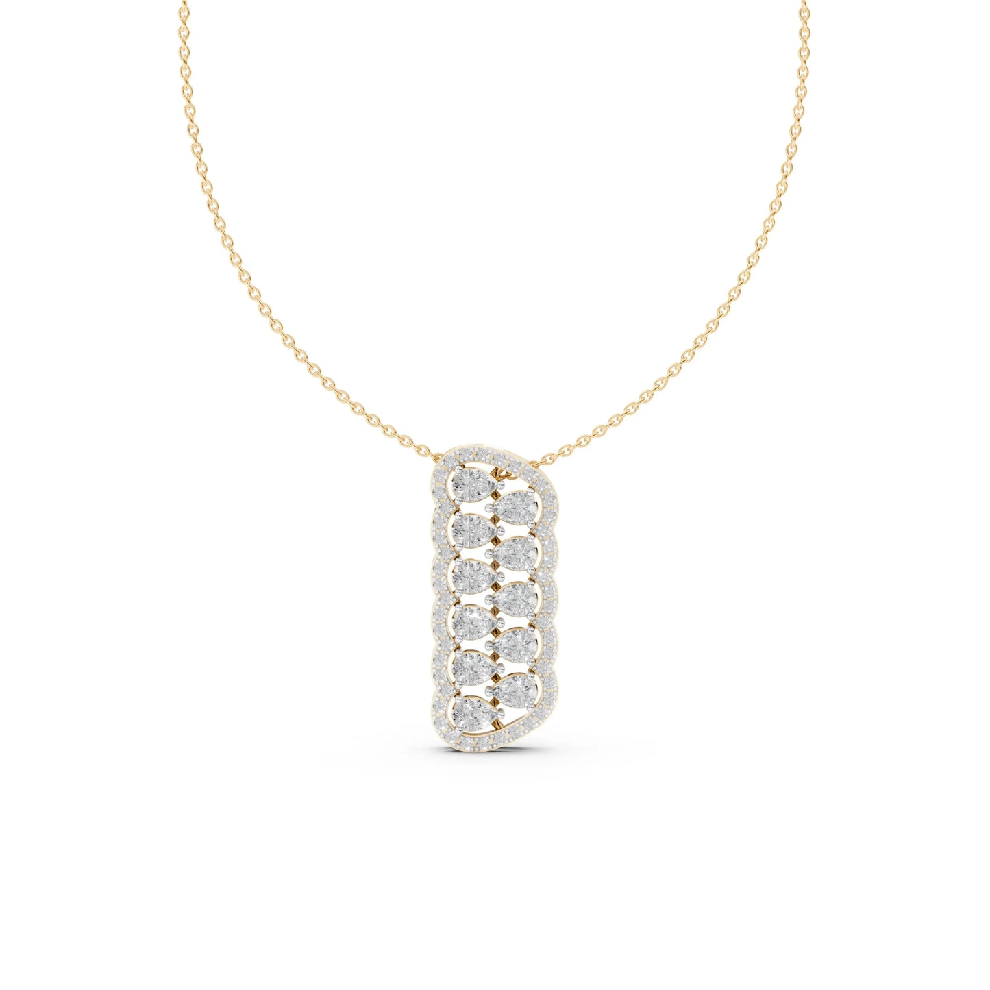 Pear Cluster Halo Pendant Yellow Gold