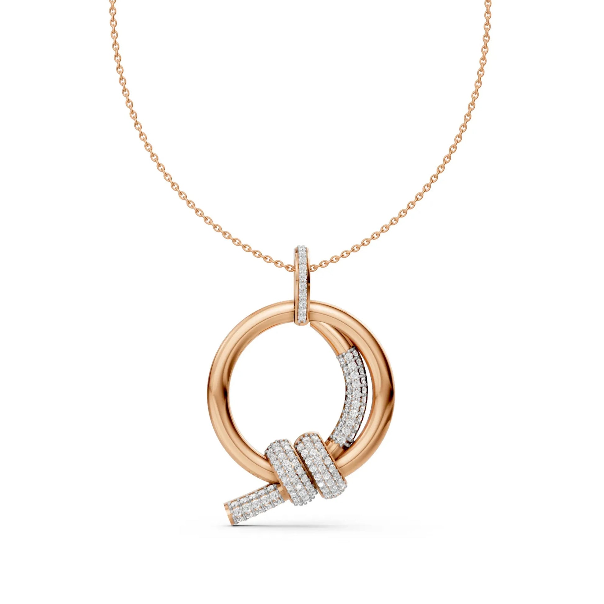 Circle Knot Diamond Pendant Rose Gold