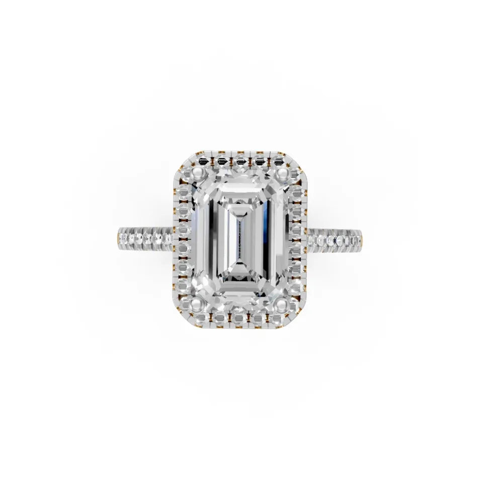 Halo-Brilliance Emerald Engagement Ring Rose Gold