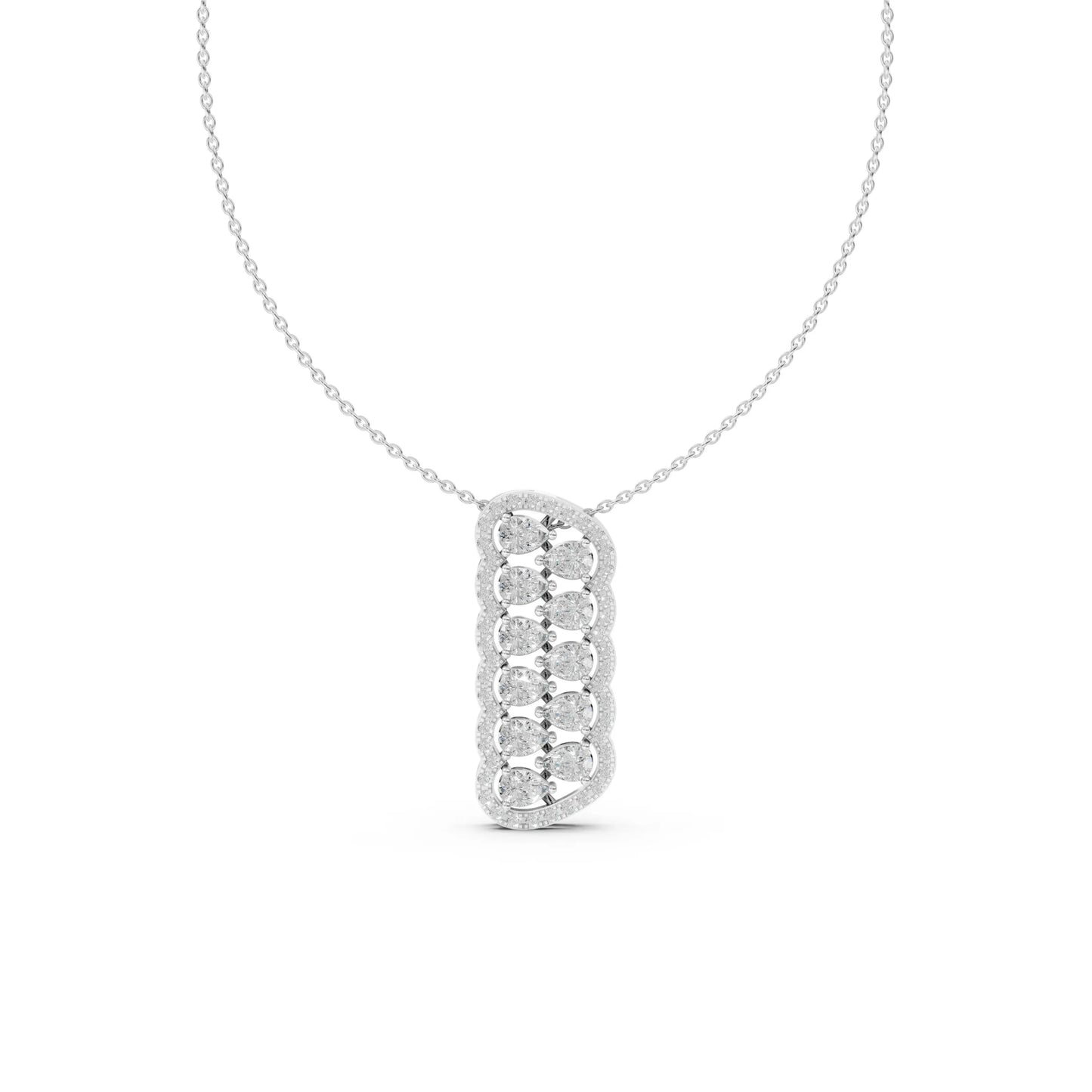 Pear Cluster Halo Pendant White Gold