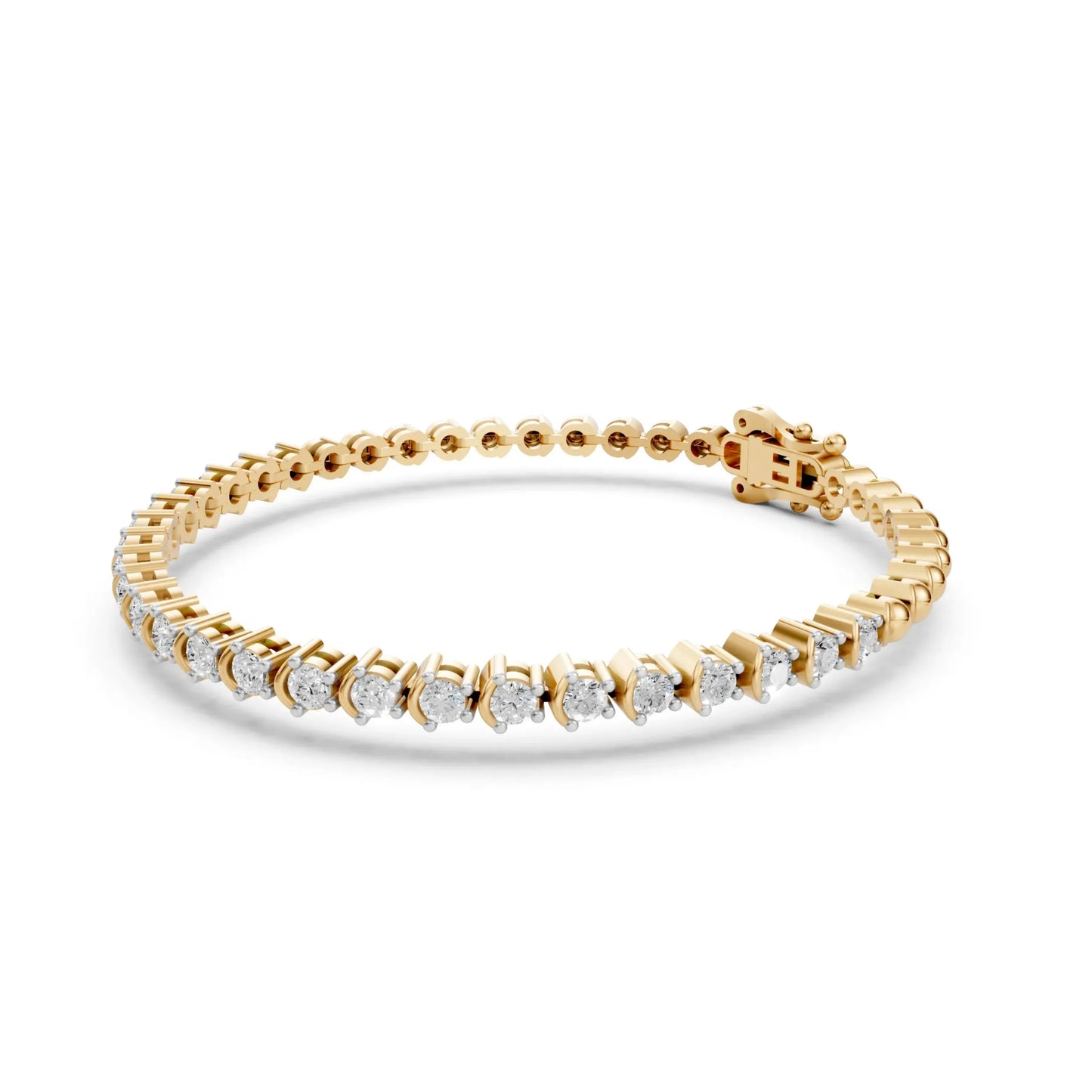 Princess Cut Diamond Tennis Bracelet Yellow Gold