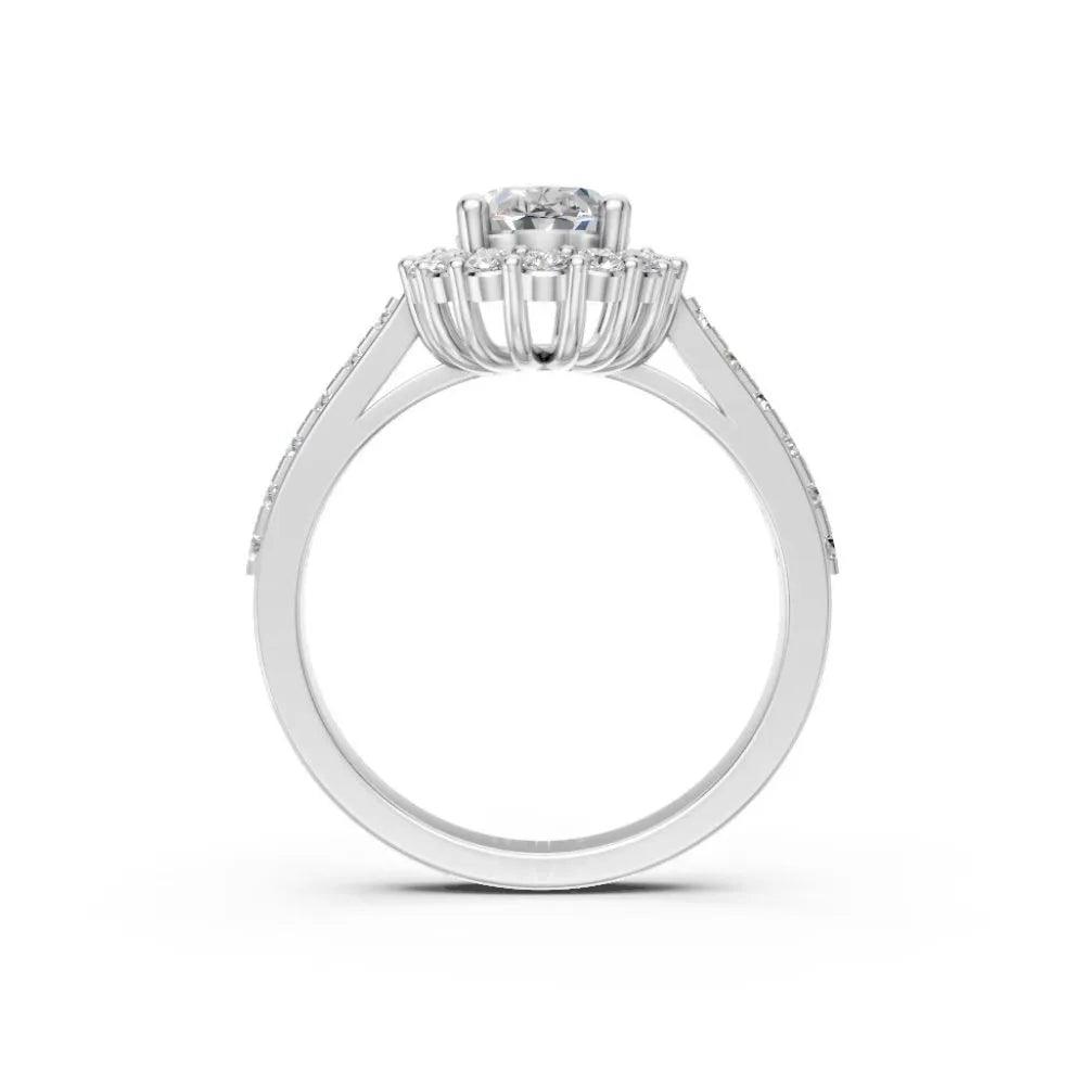 HaloGrace Oval Diamond Ring White Gold