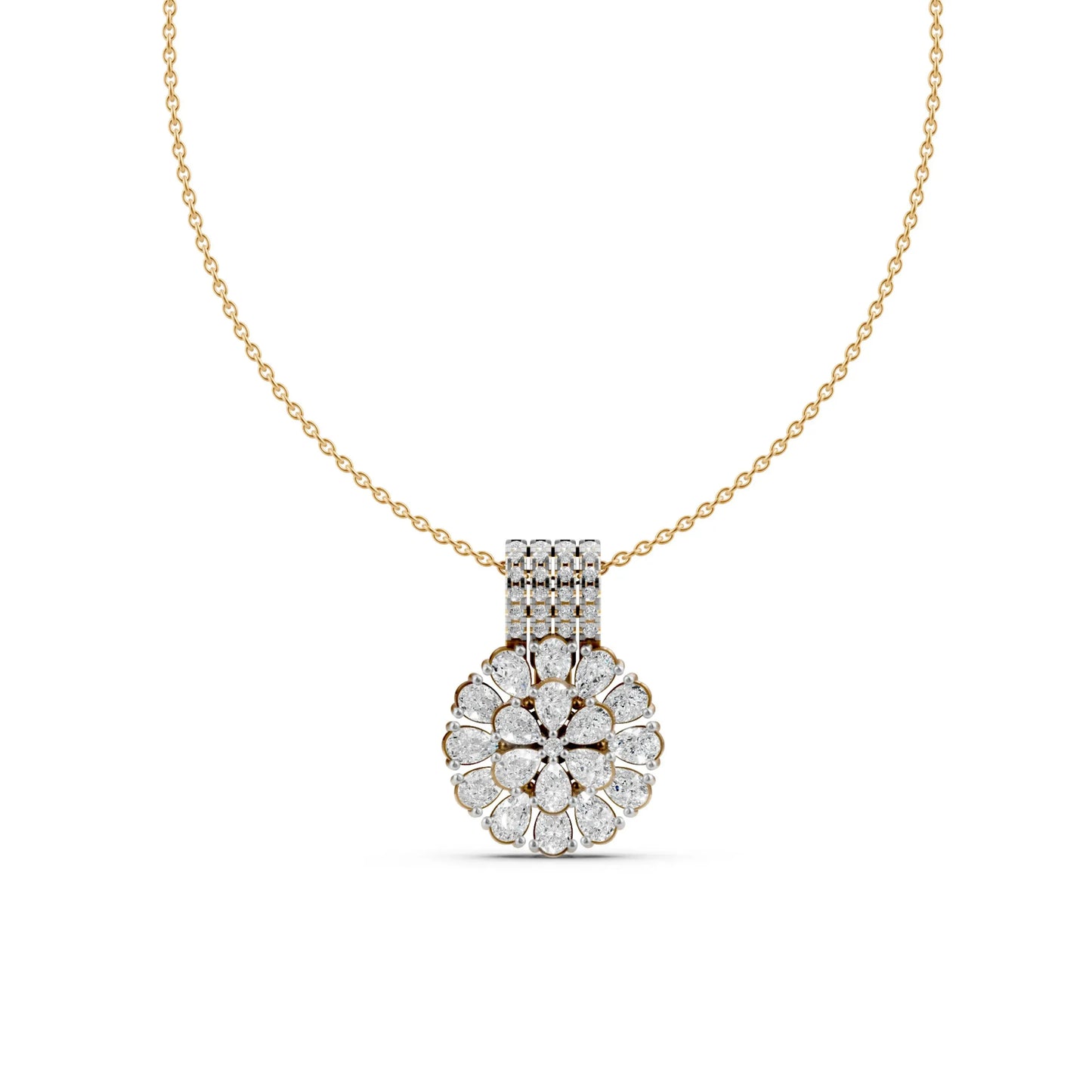 Pear Cluster Pendant Yellow Gold