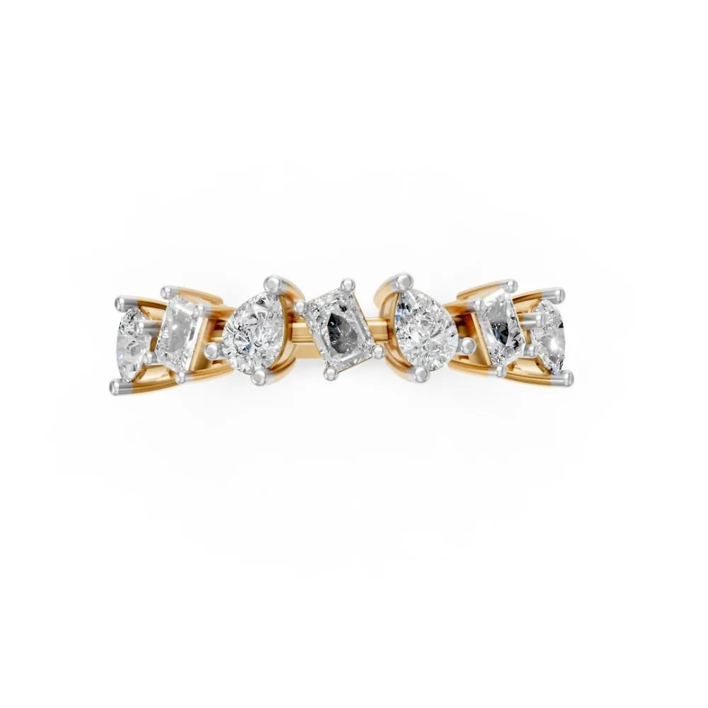 DualCut Pear-Emerald Diamond Band Yellow Gold