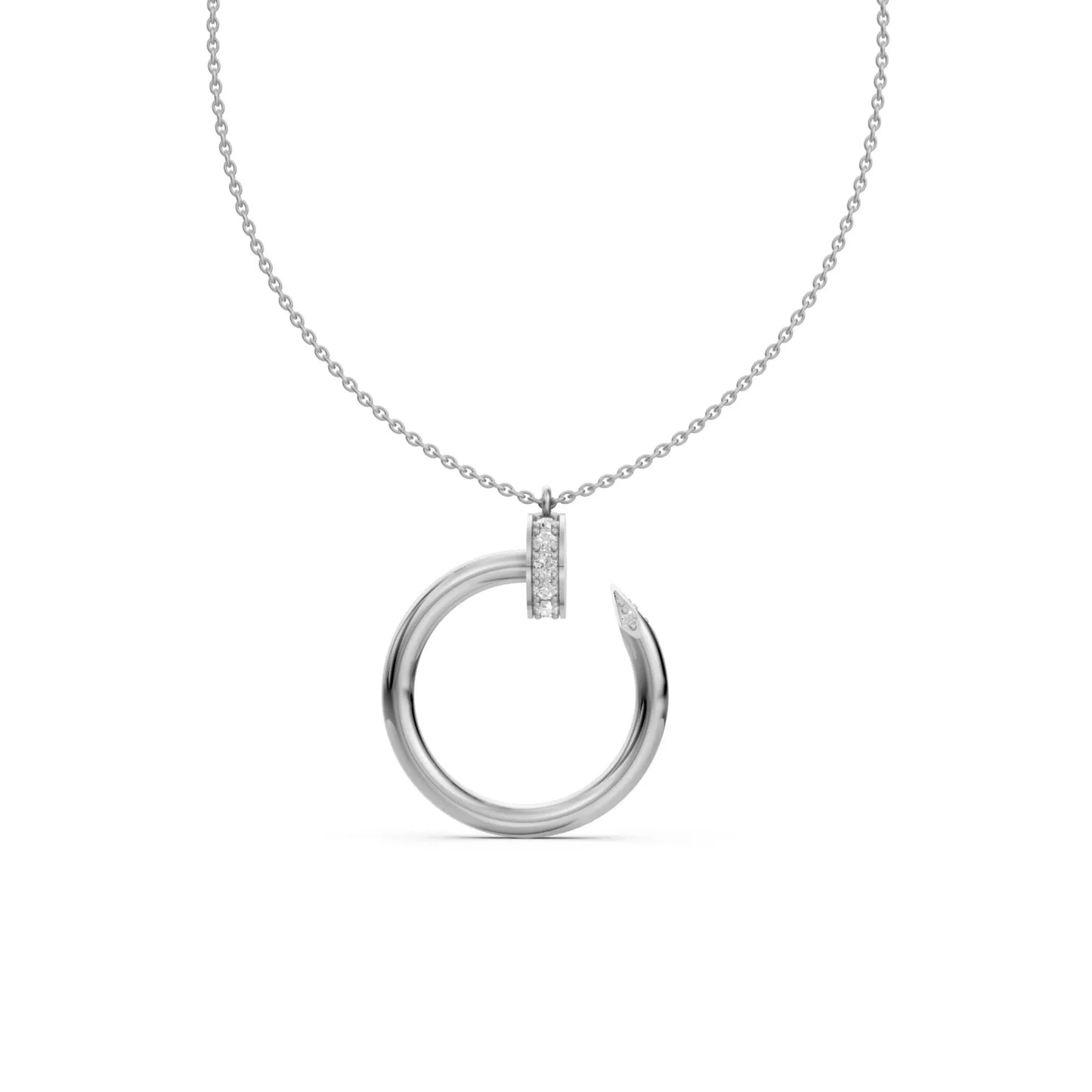 Open Circle Diamond Pendant White Gold