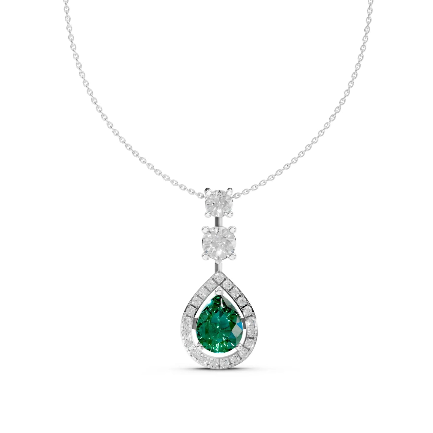 Teardrop Gemstone Pendant White Gold