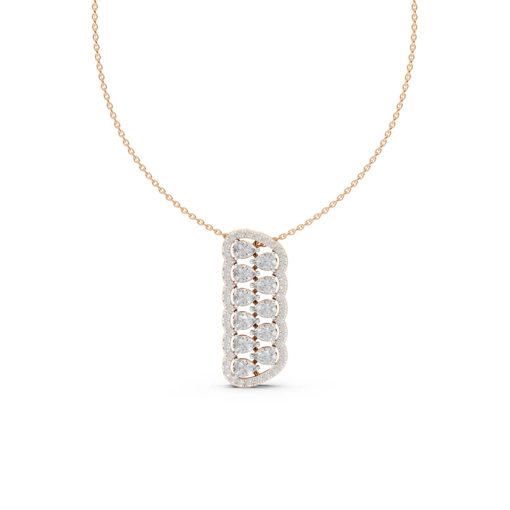 Pear Cluster Halo Pendant Rose Gold