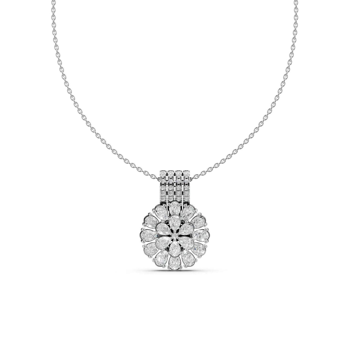 Pear Cluster Pendant White Gold
