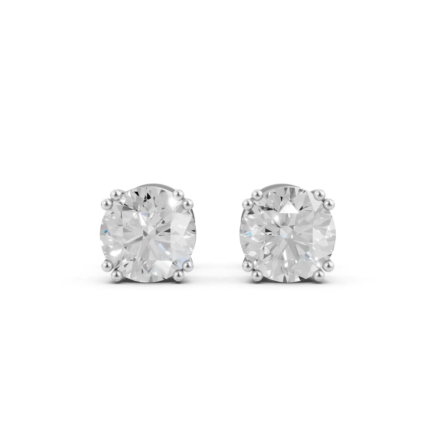 Vintage Round Solitaire Stud Earrings White Gold