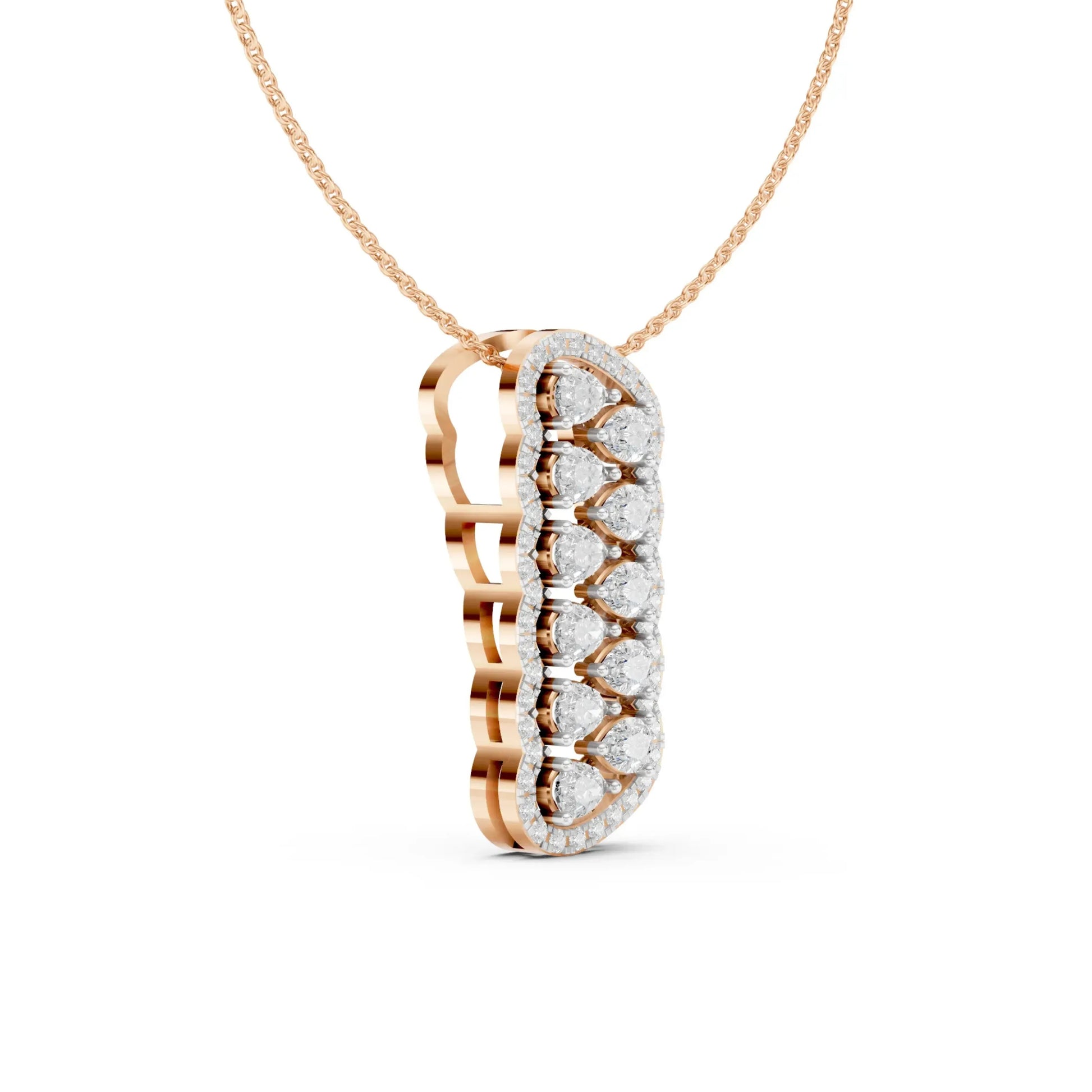 Pear Cluster Halo Pendant Rose Gold
