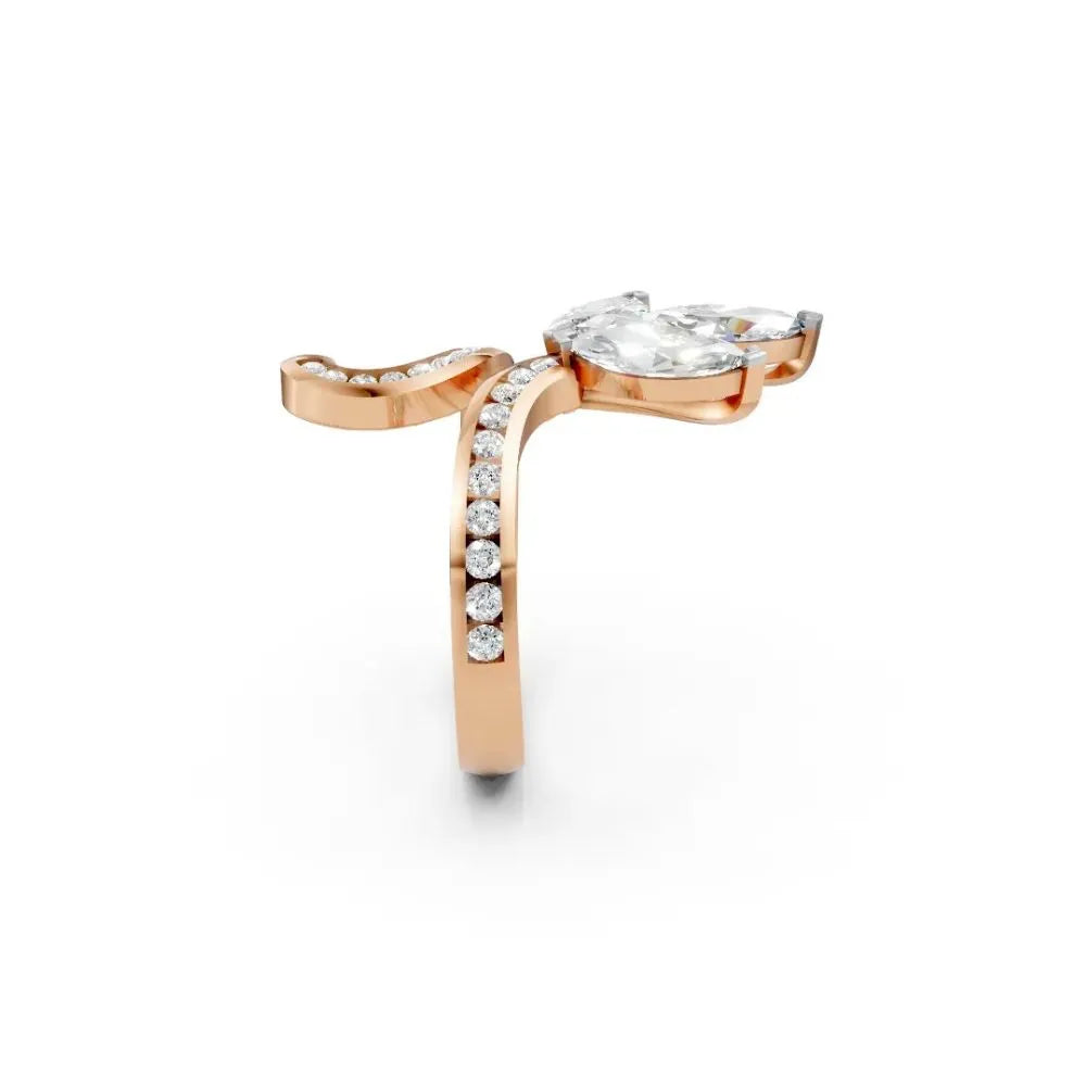 NatureWhirl Leaf Diamond Ring Rose Gold
