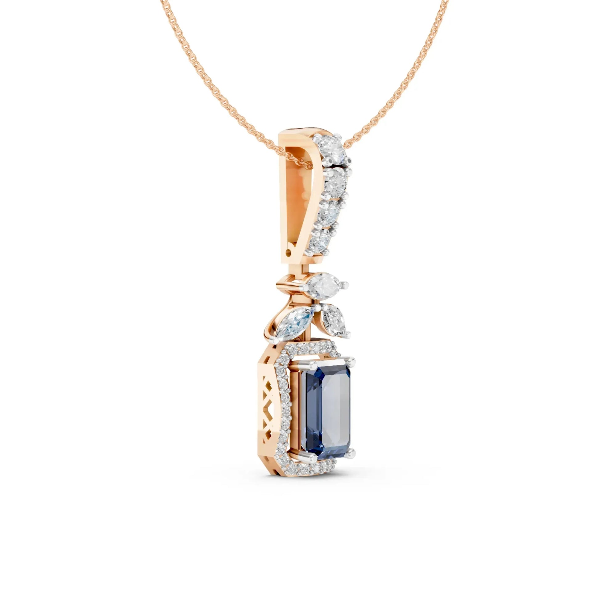 Emerald Marquise Pendant Rose Gold