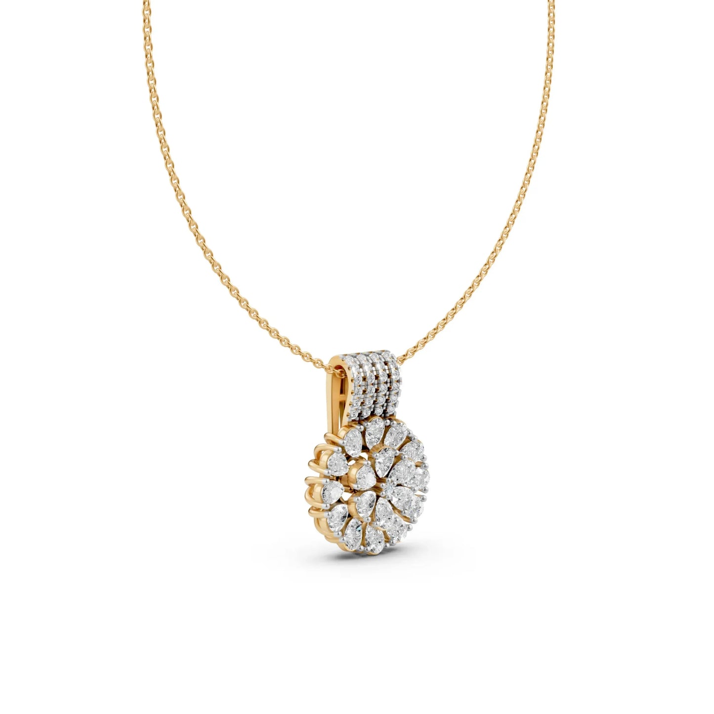 Pear Cluster Pendant Yellow Gold