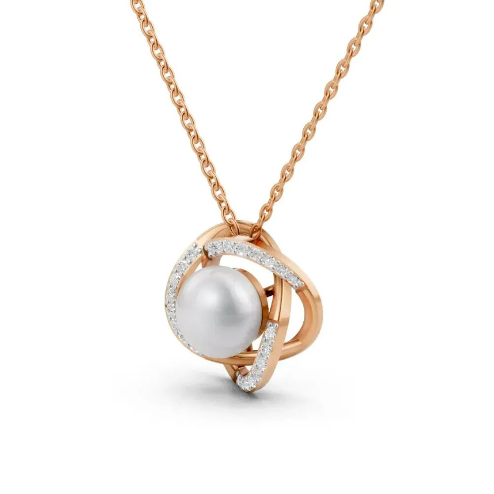 Pearl Halo Pendant Rose Gold
