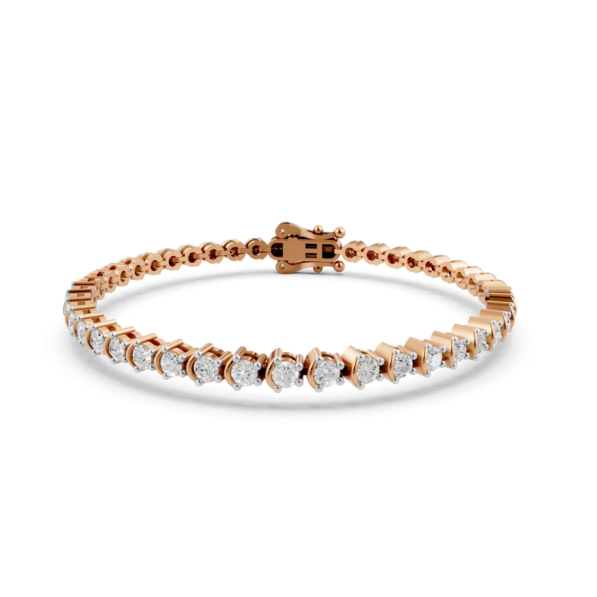 Princess Cut Diamond Tennis Bracelet Rose Gold