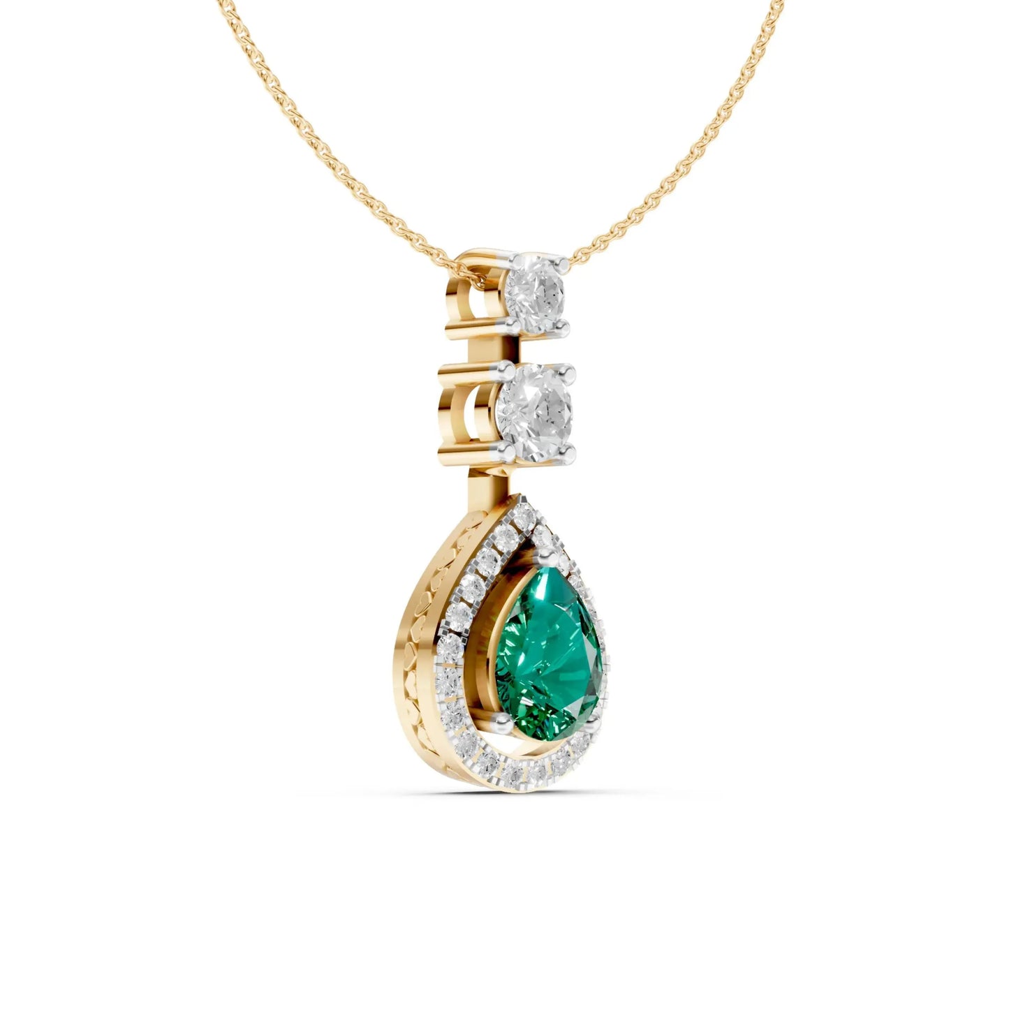 Teardrop Gemstone Pendant Yellow Gold