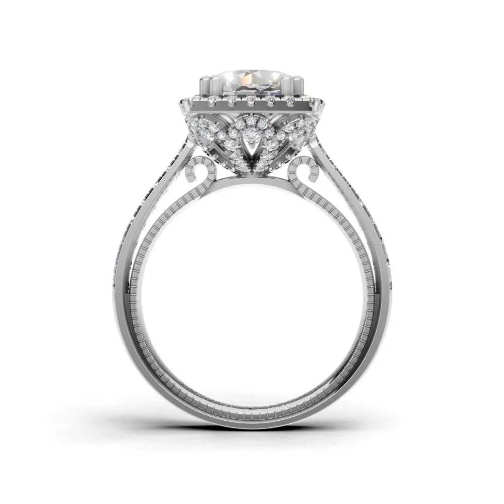 Vintage Glow Halo Engagement Ring White Gold