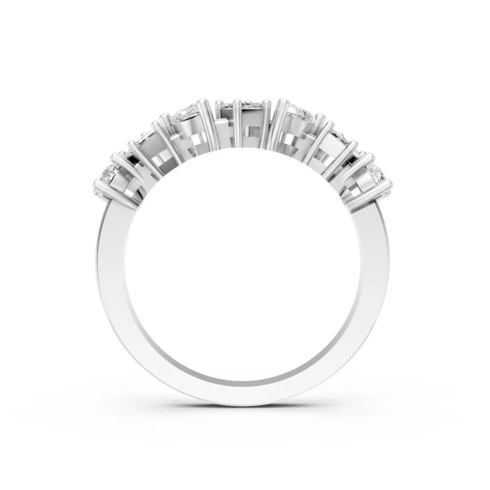 DualCut Pear-Emerald Diamond Band White Gold